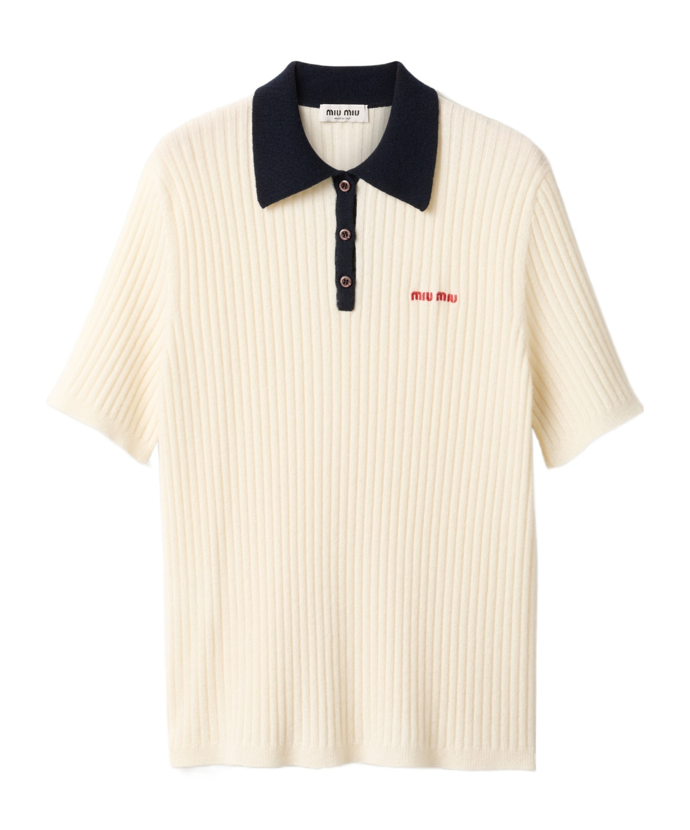 Miu Miu Ribbed Cashmere Polo Shirt