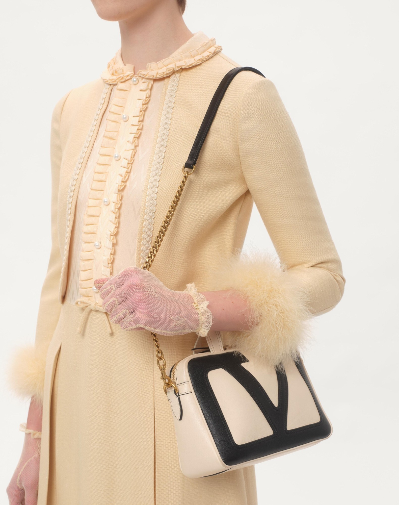 Valentino Viva Superstar Small Two-tone Leather Shoulder Bag In Nude