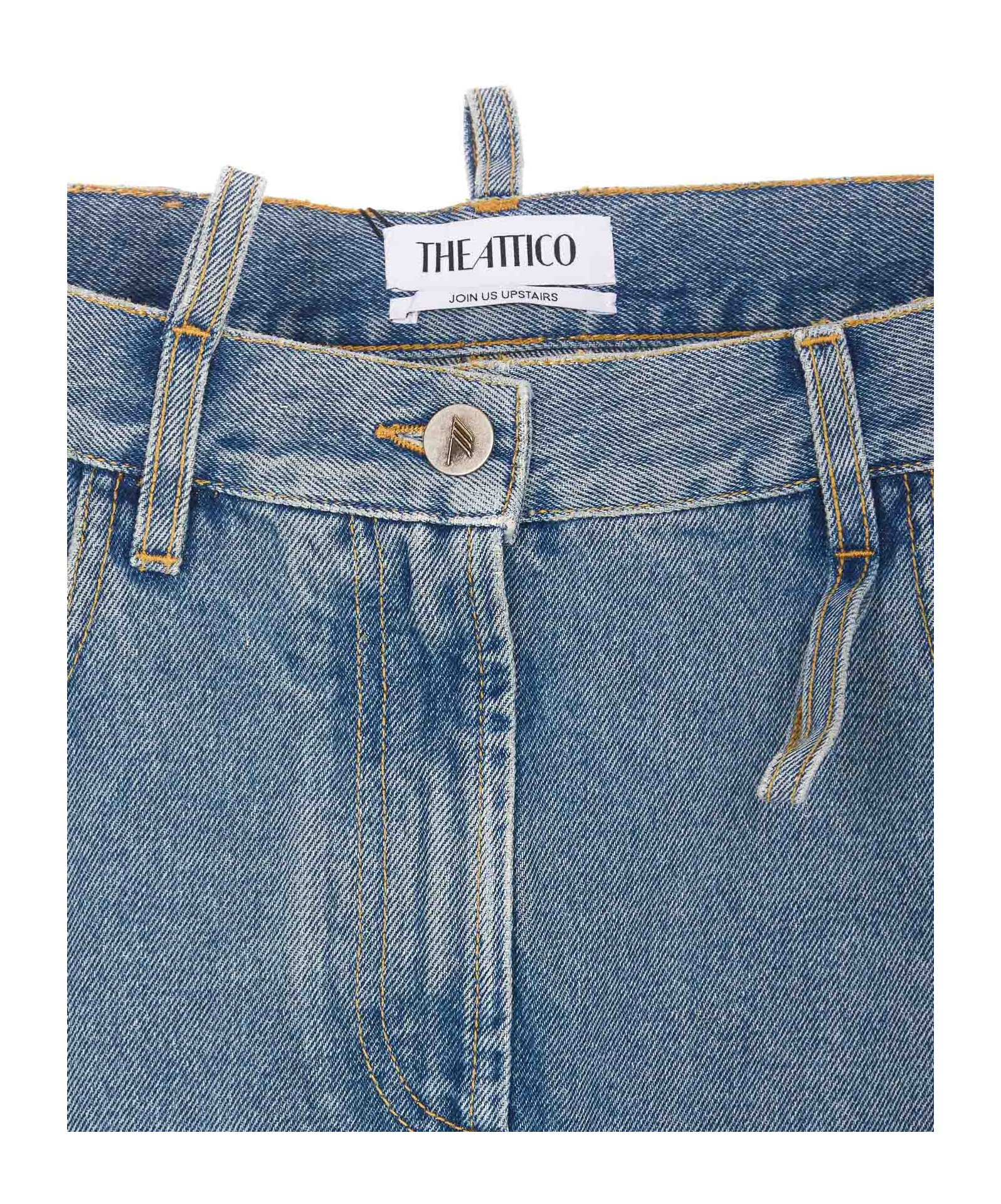 Attico Denim Skirt With Cut Out Detail In Blue