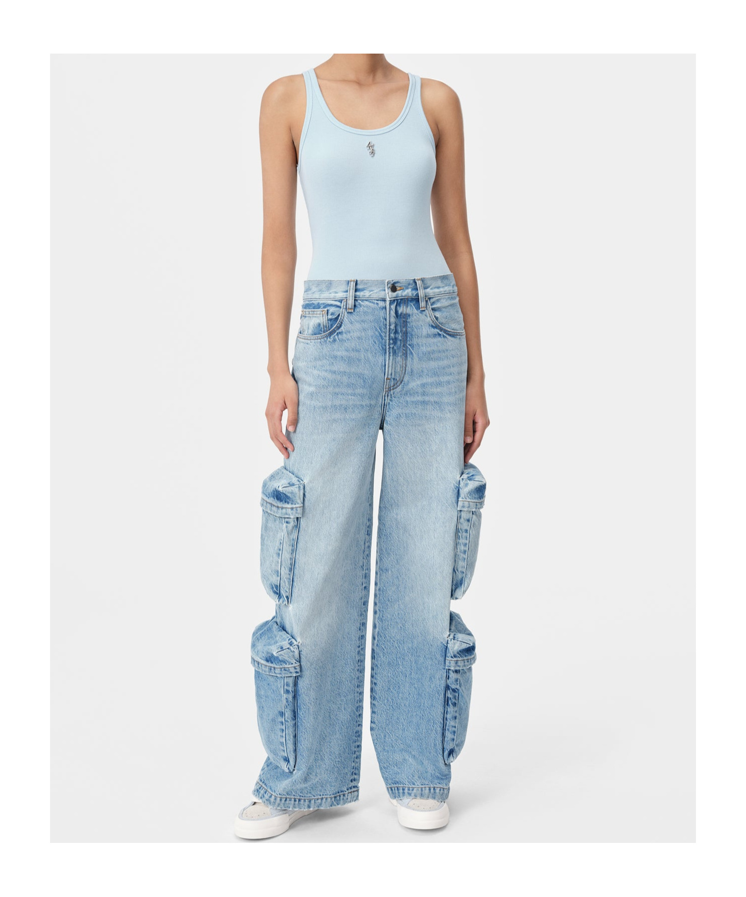 Amiri Ribbed Tank Top In Blue