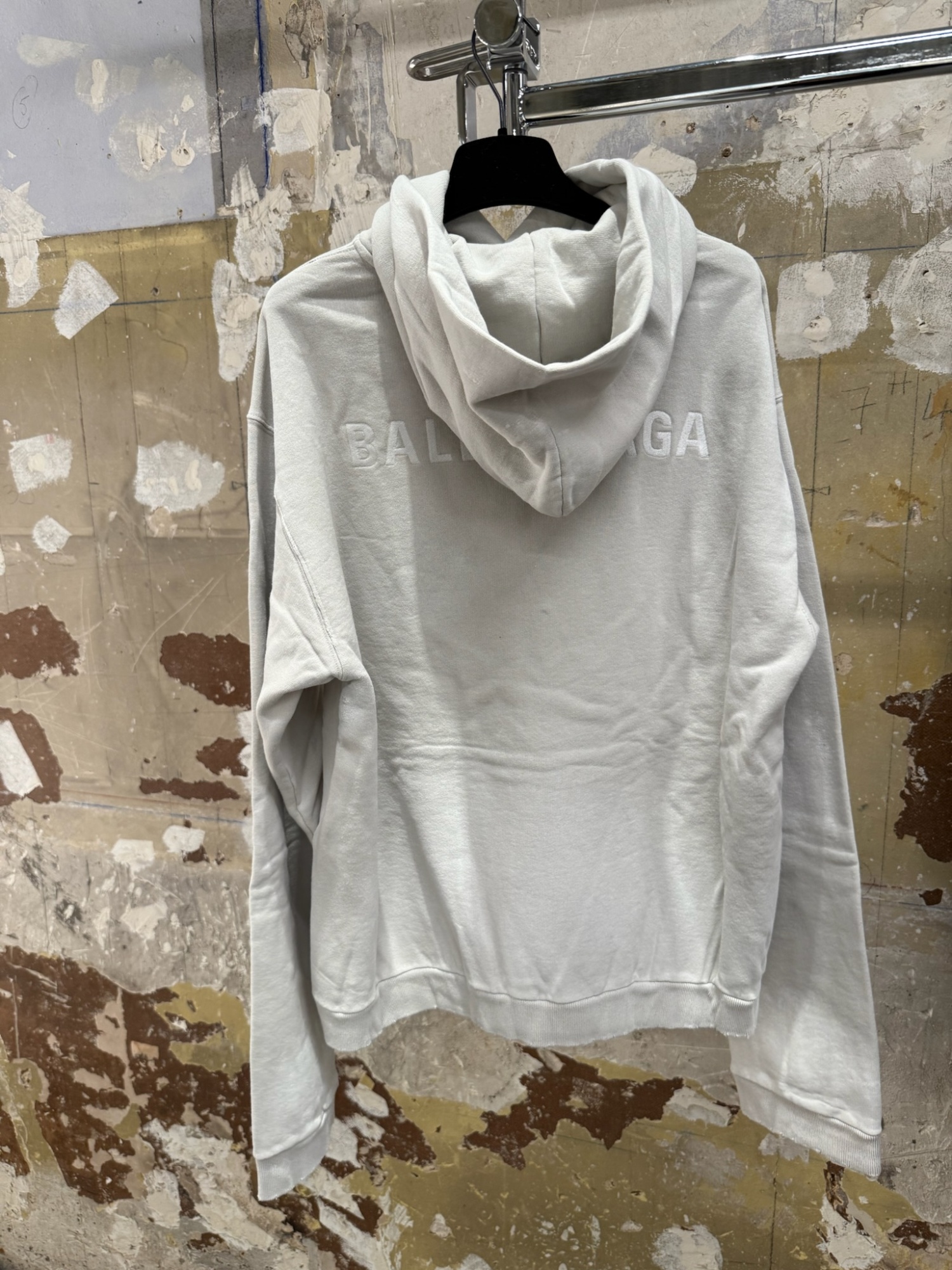 Balenciaga Mid-fit Hooded Sweatshirt In Gray