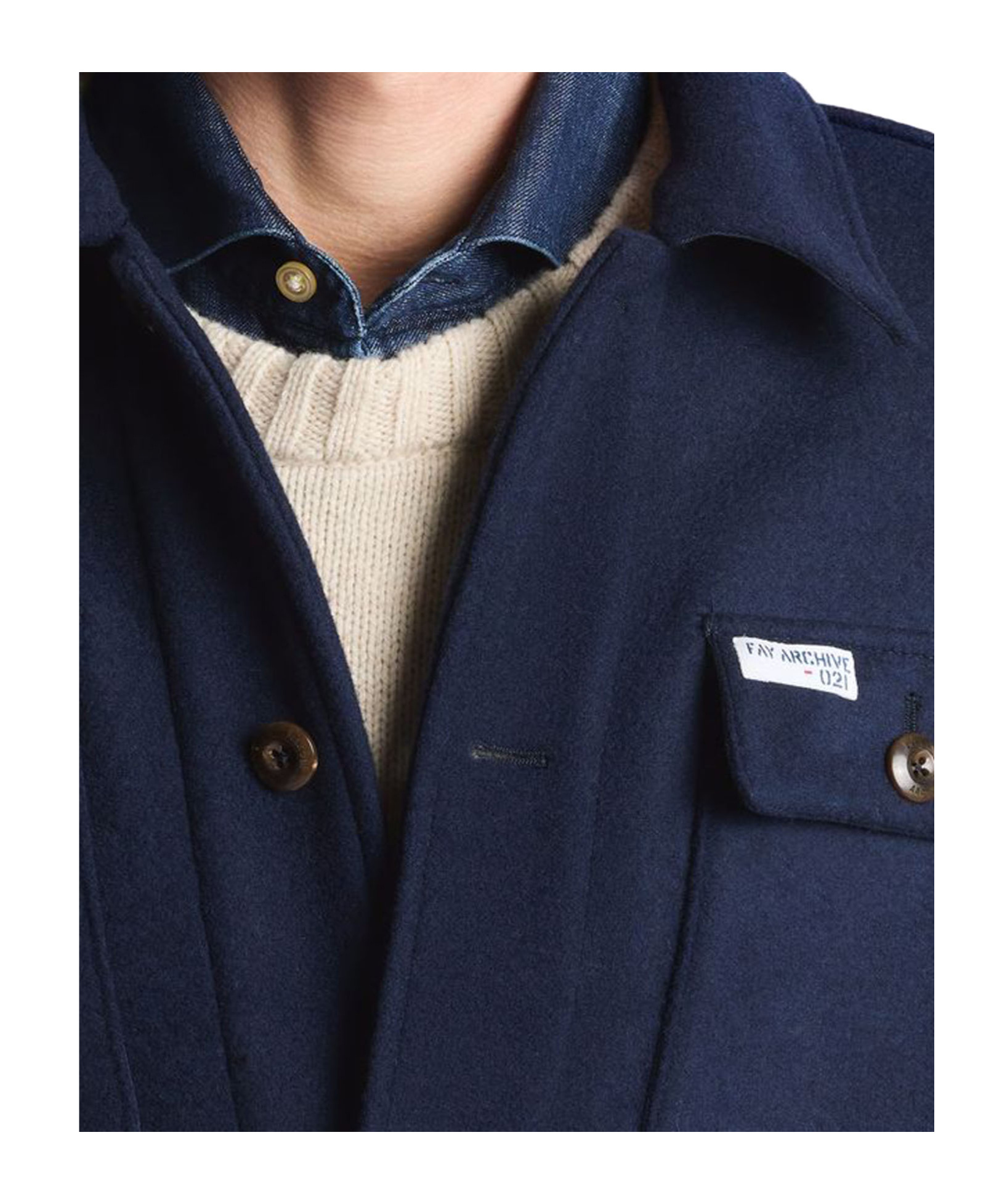 Fay Button-fastening Flap-pocket Shirt Jacket In Blue