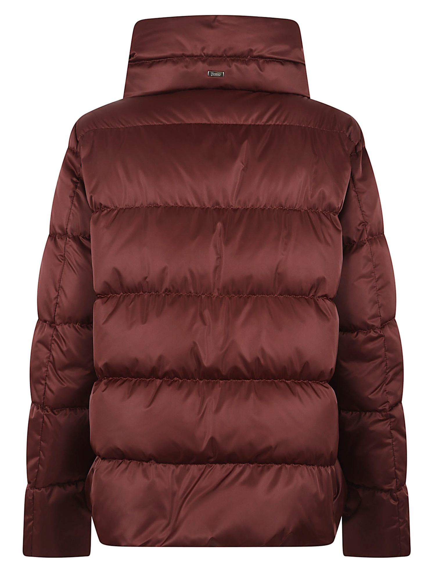 Herno High-neck Drawstring Padded Jacket In Brown