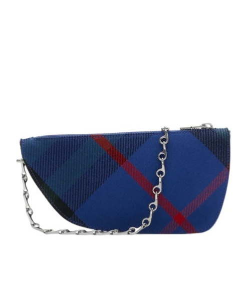 Burberry Shield Check-pattern Mini Bag In Blue