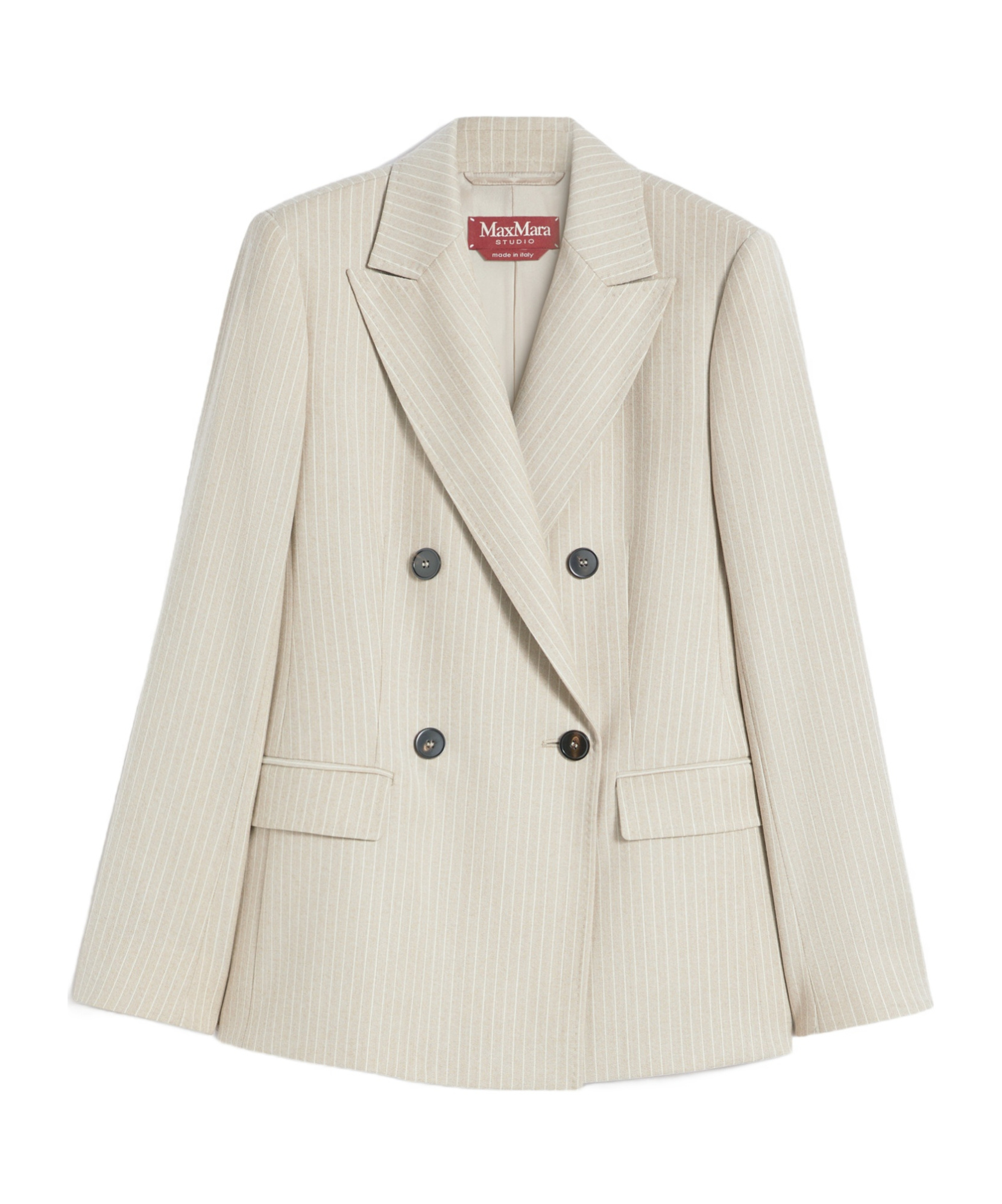 Max Mara Double-breasted Flannel Blazer In Neutral