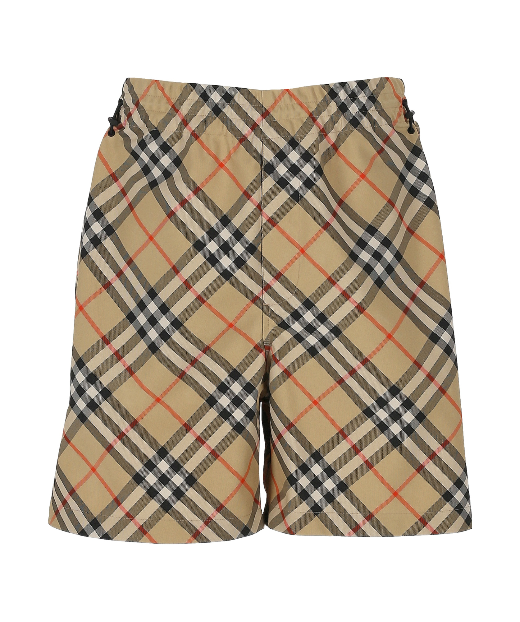 Burberry Beige Swim Trunks With Check Motif In Polyamide Man In Nude