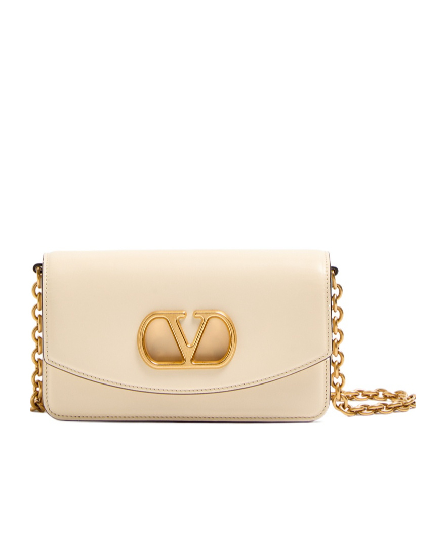 Valentino Garavani Garavani Vain Clutch Bag In Shiny Calfskin Woman Butter Uni In Neutral