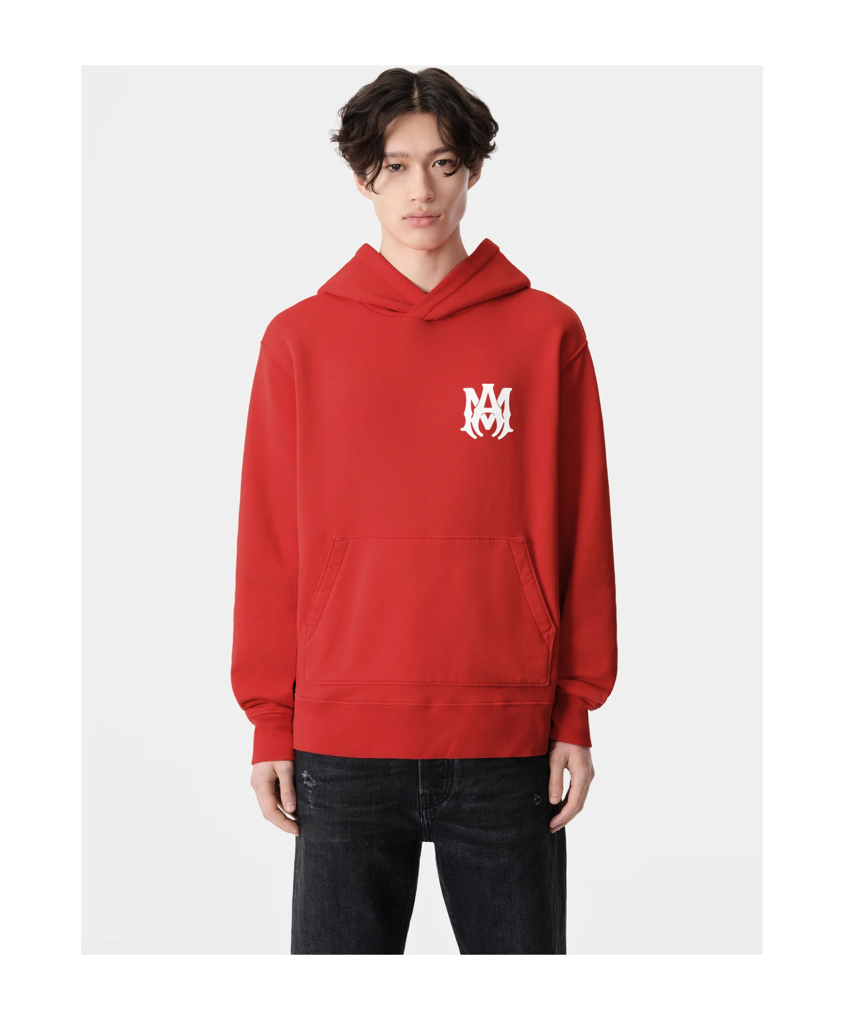 Amiri Long-sleeved Hooded Hoodie In Red
