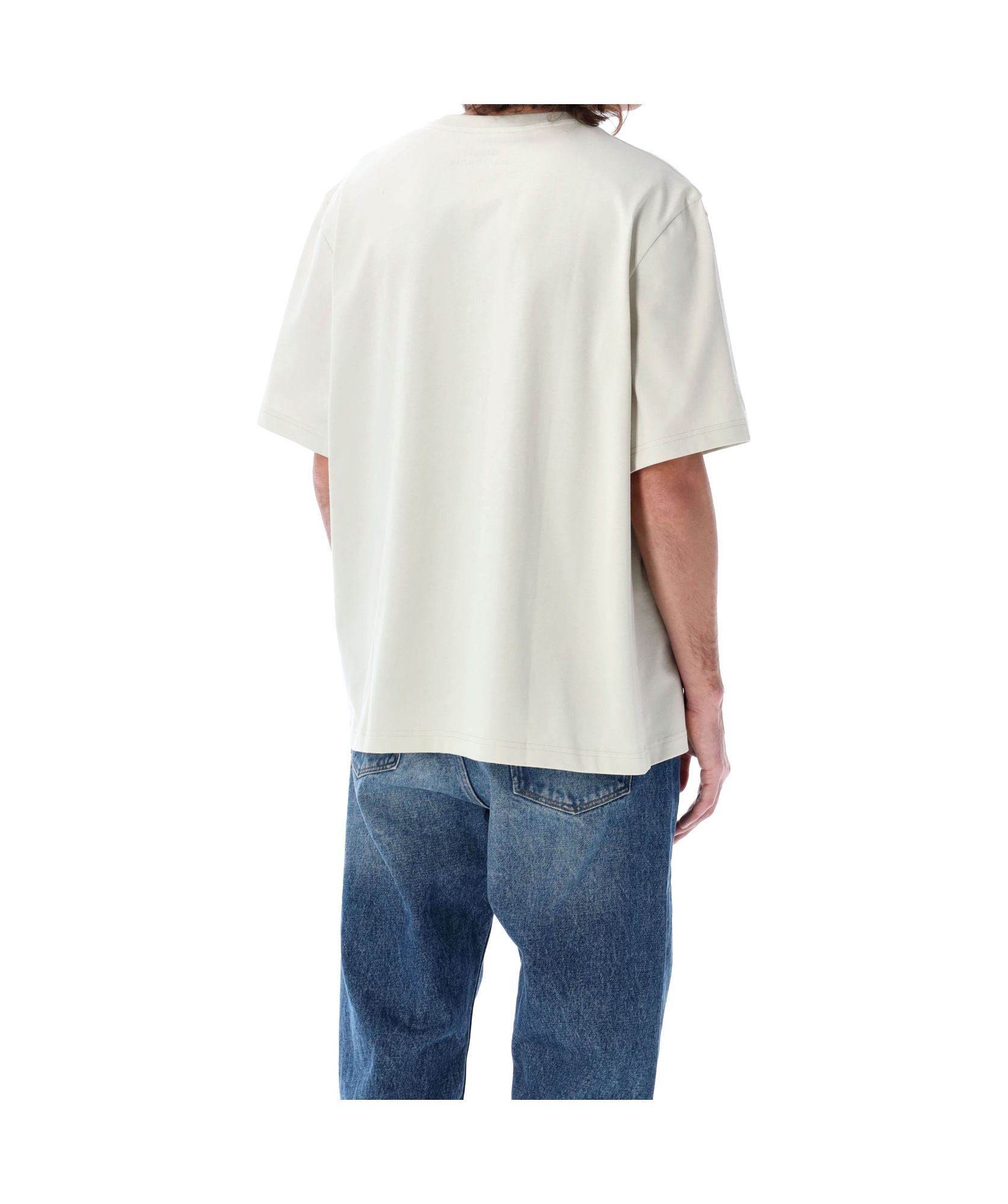 Studio Nicholson Jersey - Branded Easy Fit Ss T-shirt White Relaxed Fit T-shirt - Piu In White