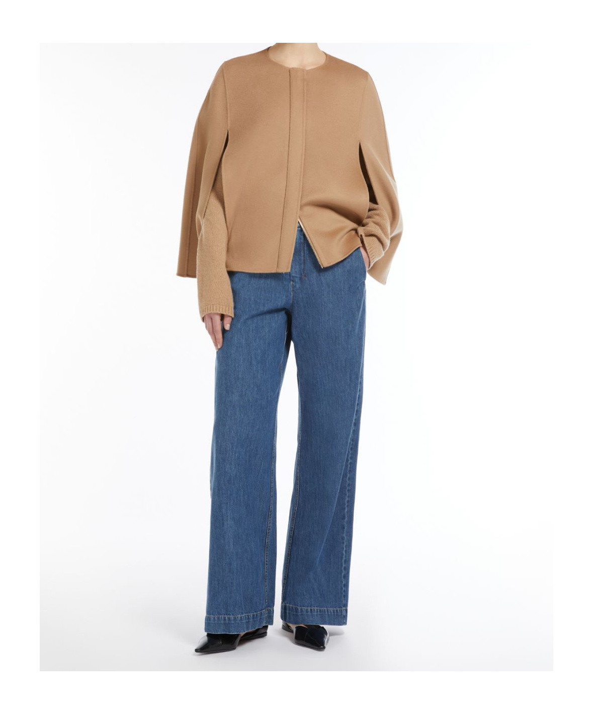 Max Mara Wool Draped Cloak In Nude
