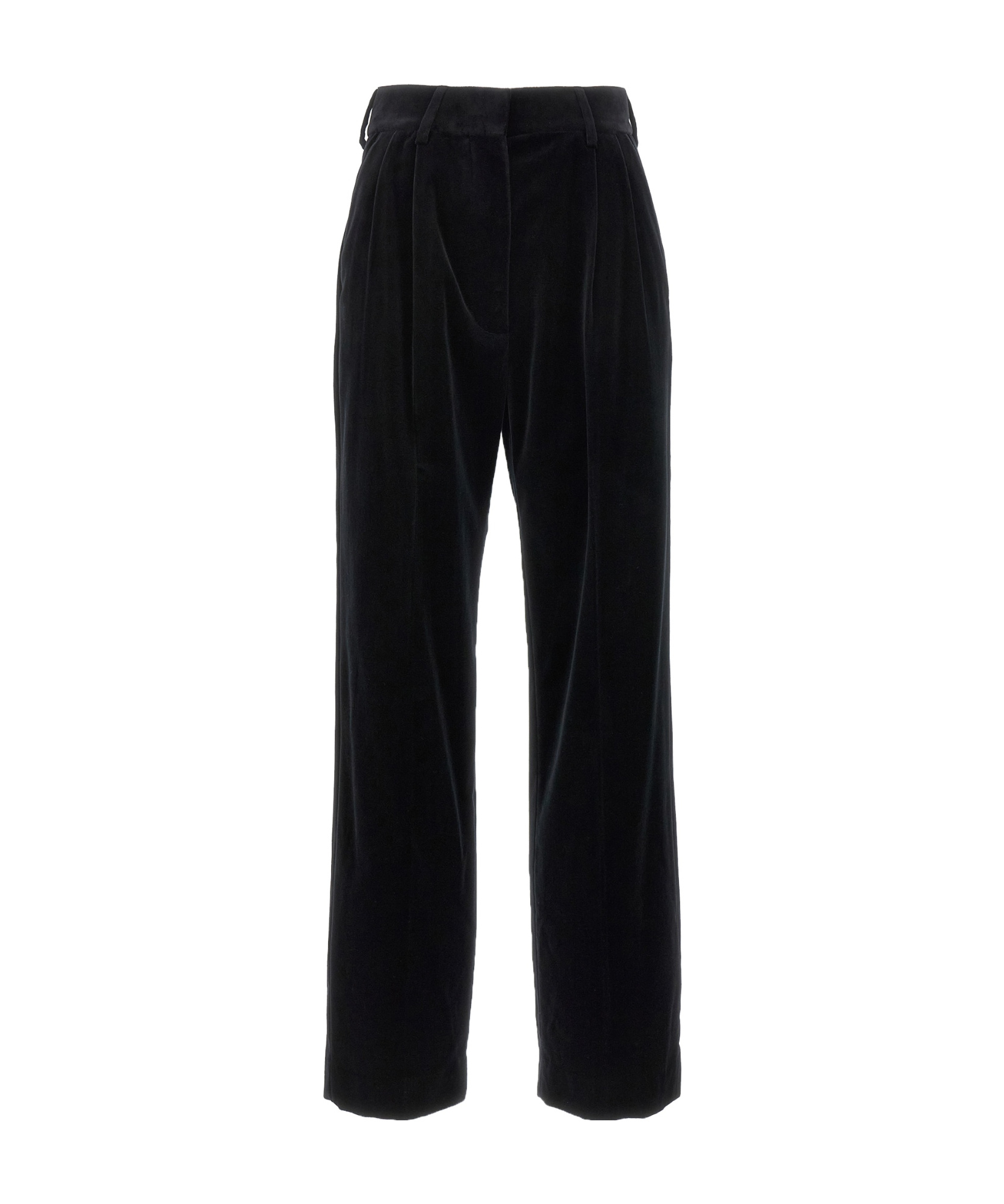 Blazé Milano Velvet Pleated Trousers With Belt Loops In Black