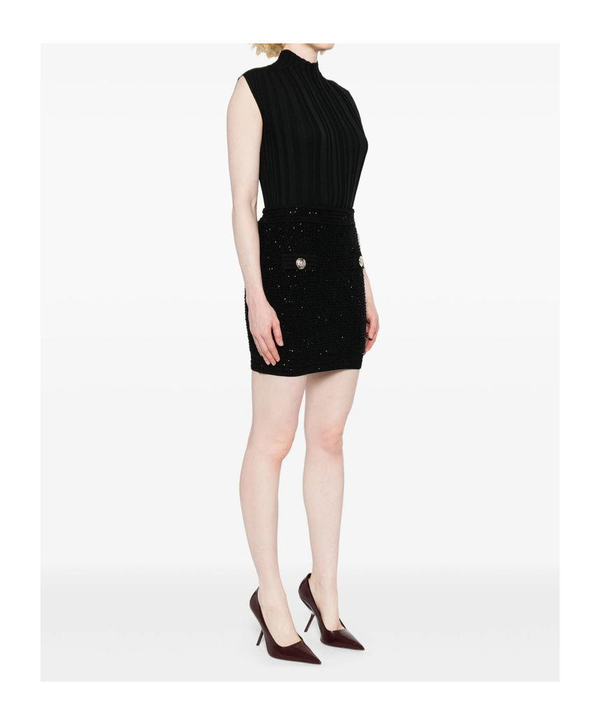 Balmain Button-embellished Skirt In Black