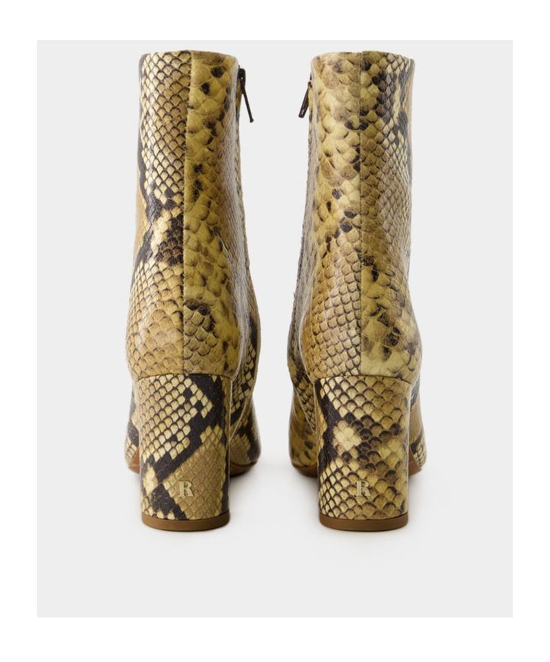 Rouje Celeste Ankle Boots - Leather - Natural Python In Green