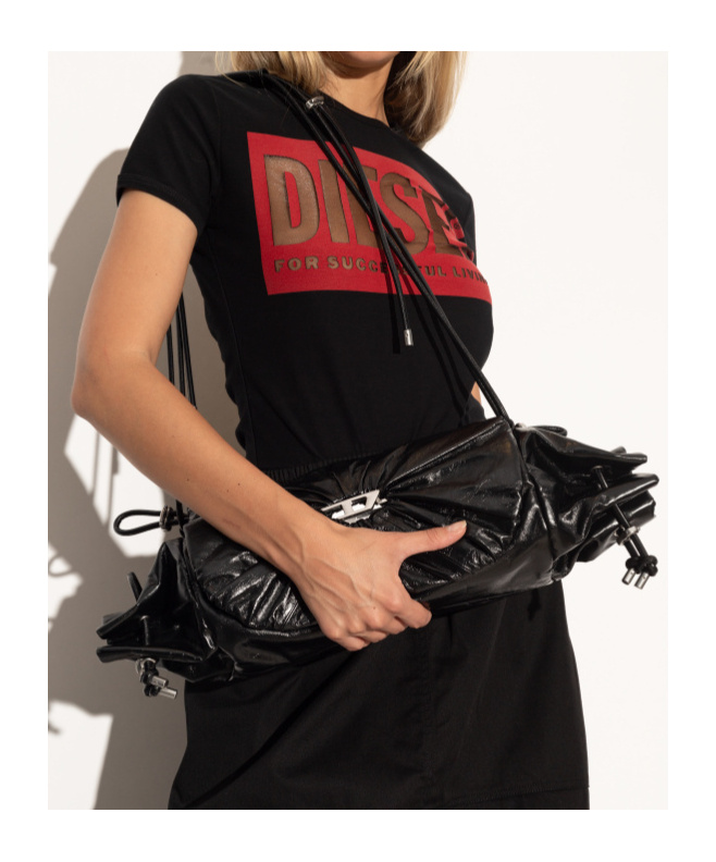 Diesel Cinch-d With Adjustable Strap And Drawstring Sides In Black