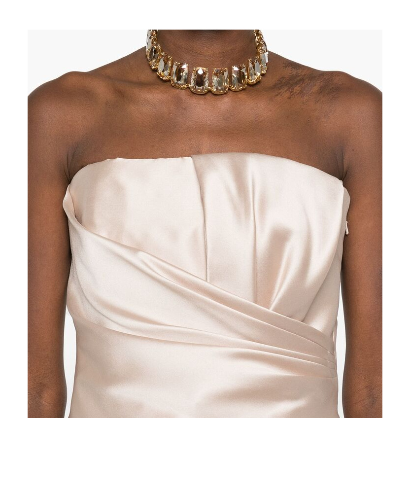 Shop Alberta Ferretti Strapless Dress In Nude