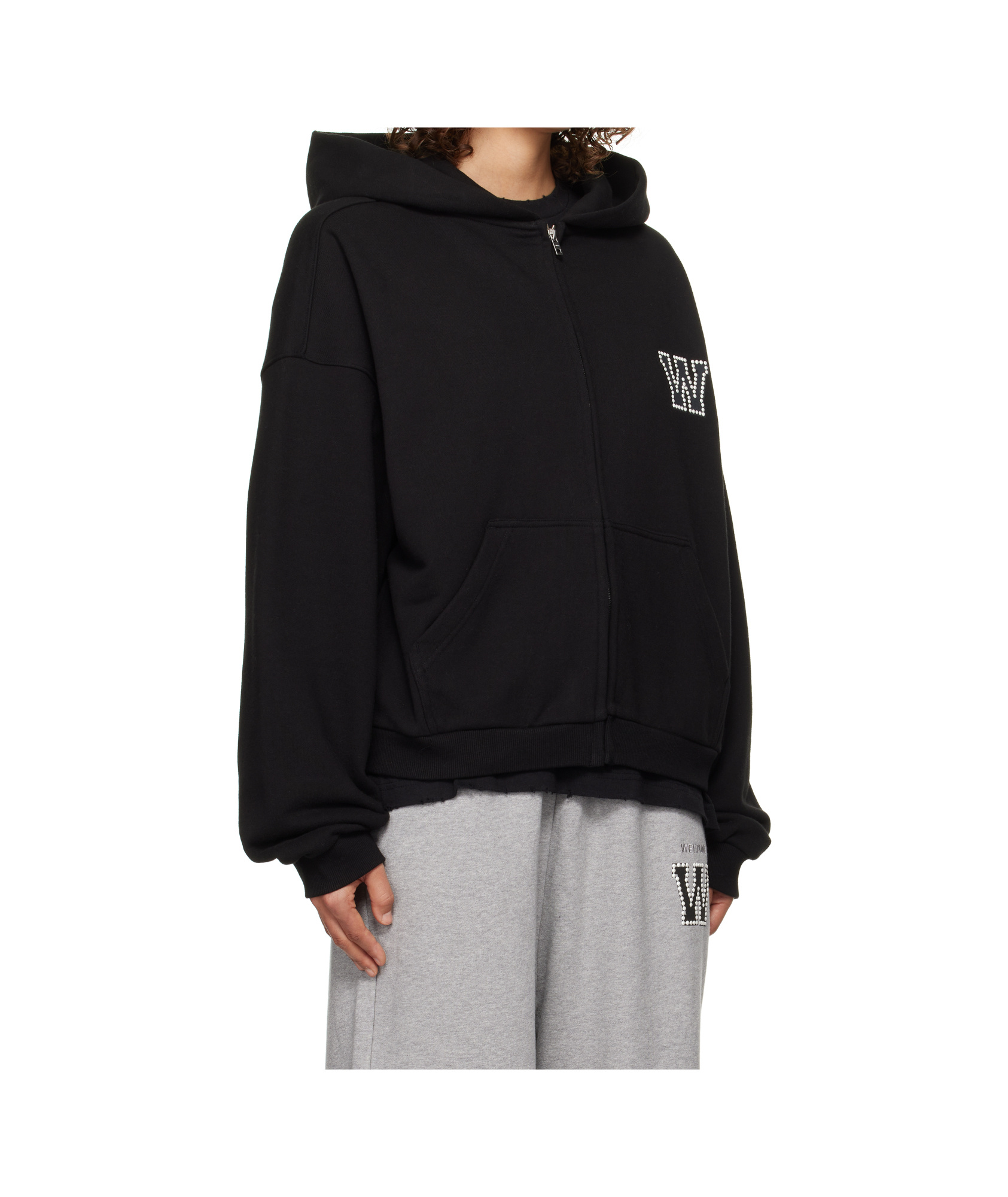 We11 Done Pearl Zip-up Hoodie In Black