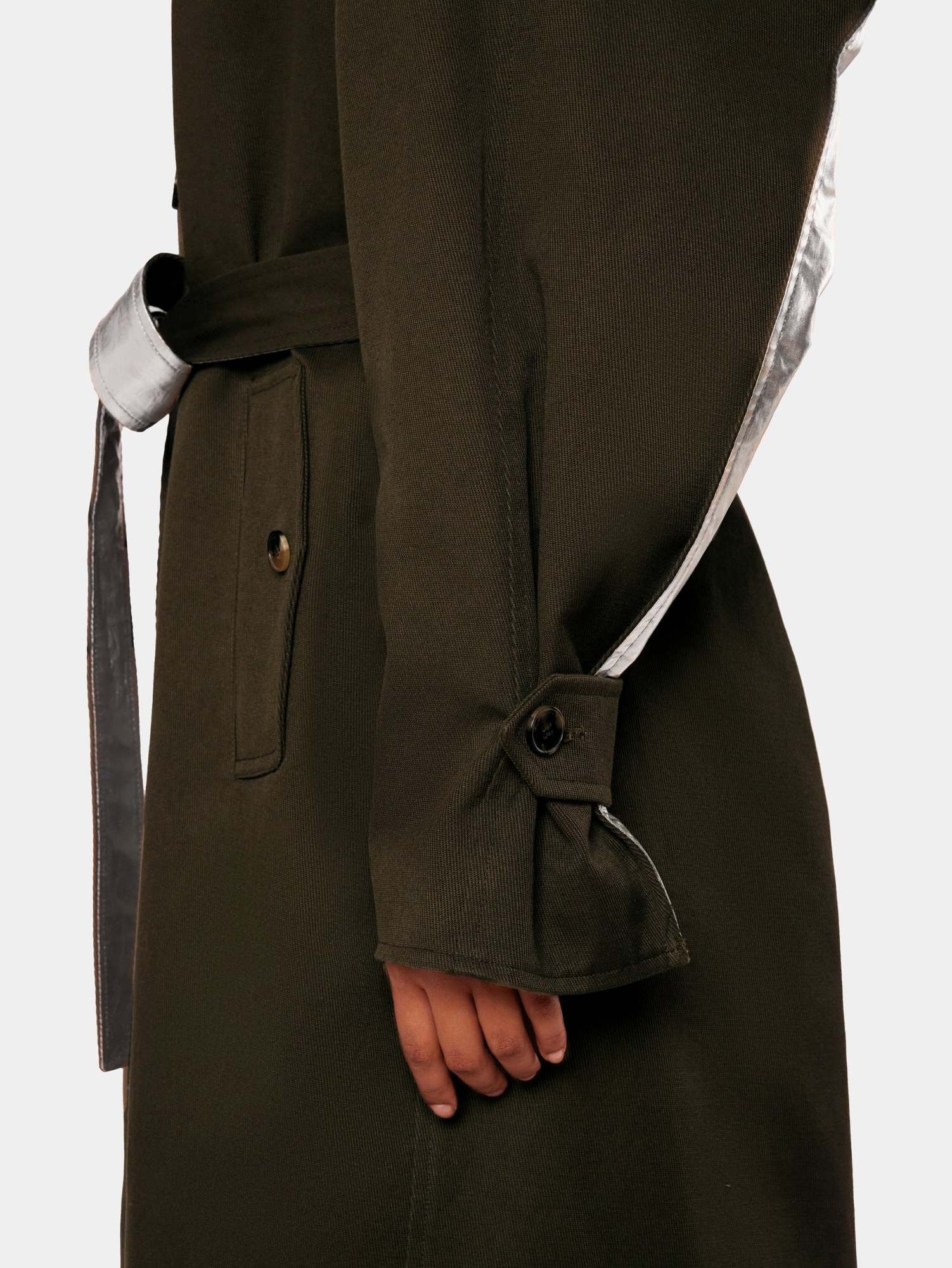 Shop Rabanne Laminated-panel Hooded Trench Coat In Black