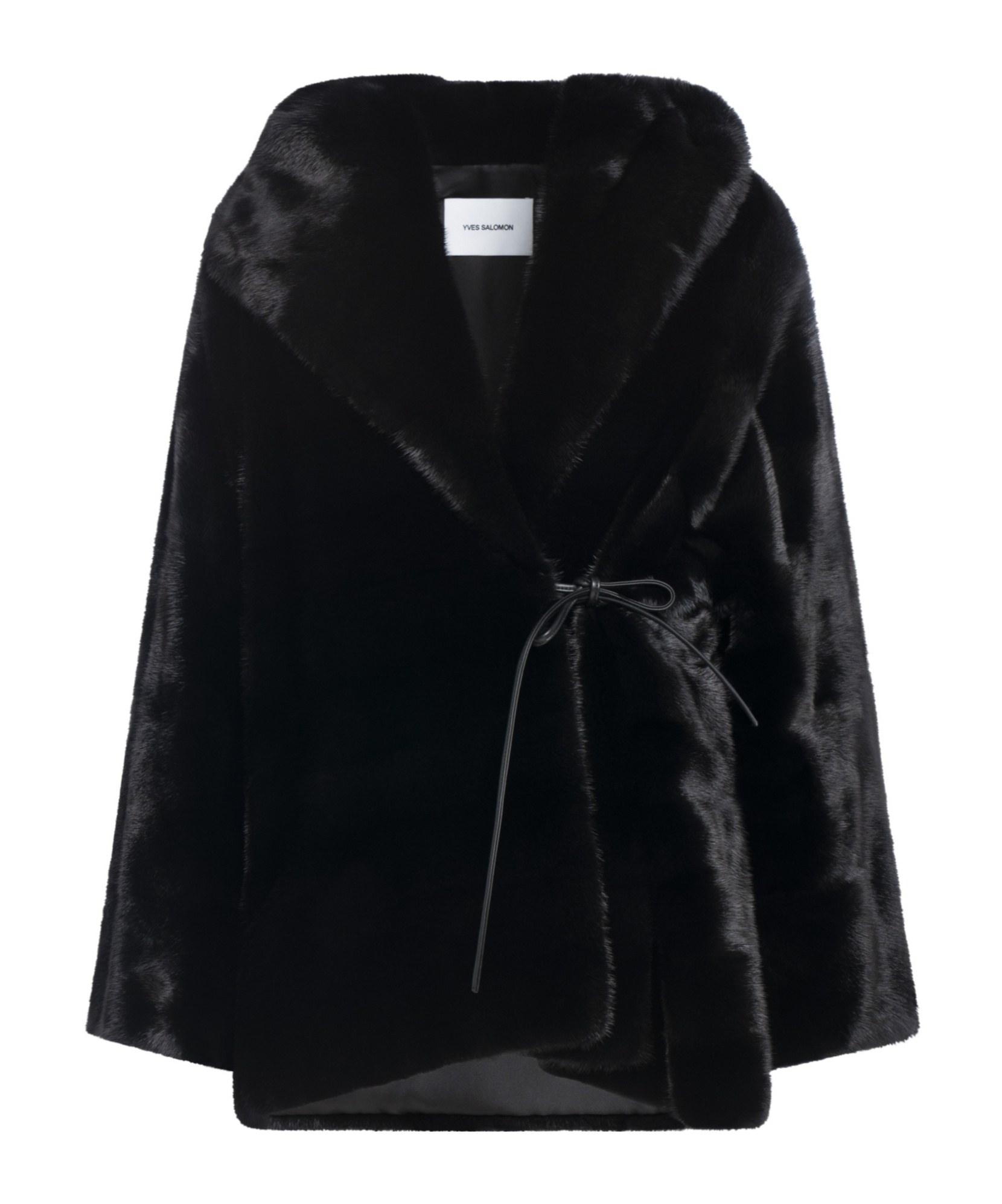Yves Salomon Long-sleeved Fur Coat In Black