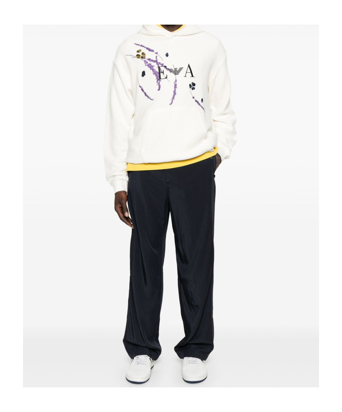 Emporio Armani Asv Jersey Hooded Sweatshirt With Floral Print And Embroidery