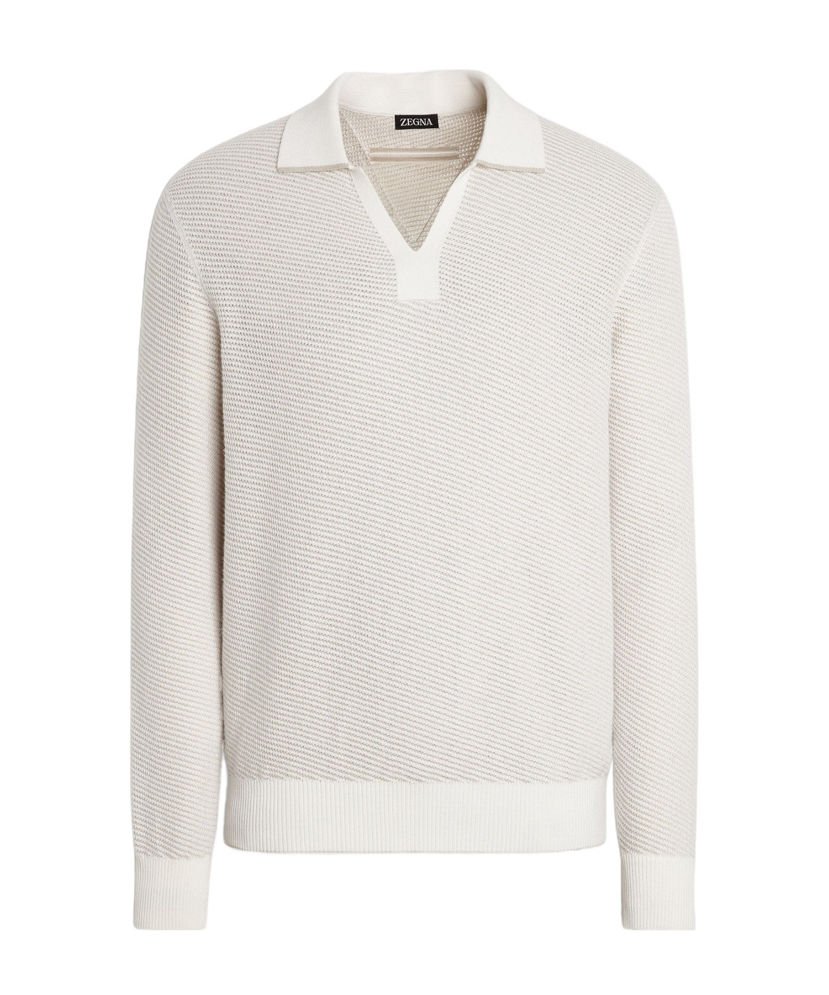 Zegna Long-sleeved Knitted Polo Shirt In Neutral