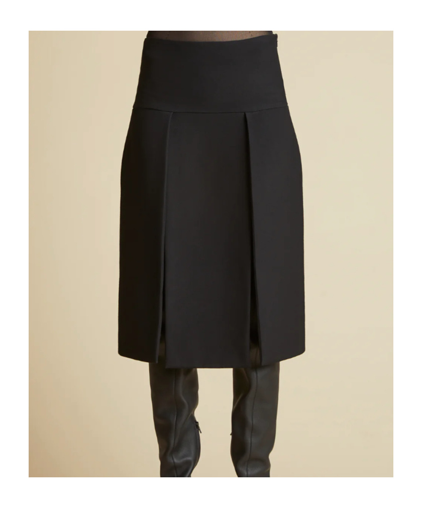 Khaite Kidd Pleated Midi Skirt In Black