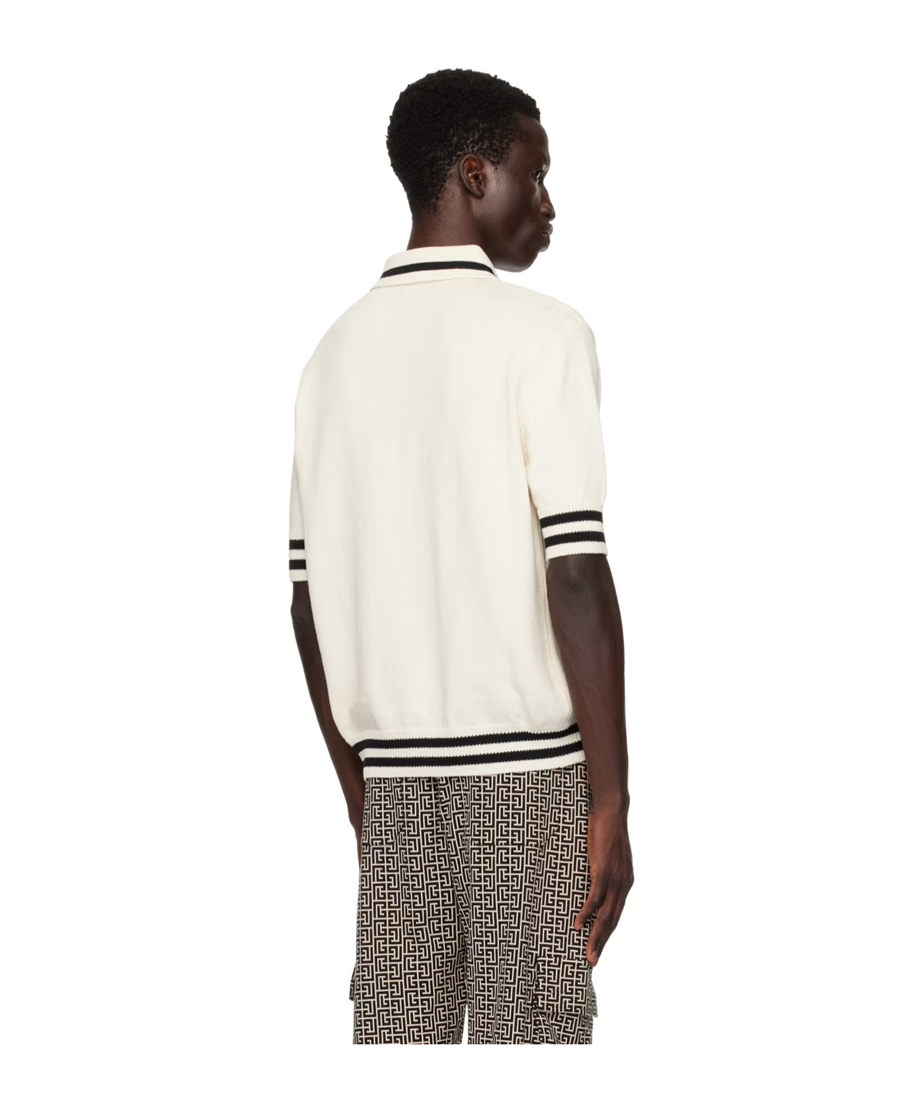 Balmain Logo Short-sleeved Polo Shirt In White