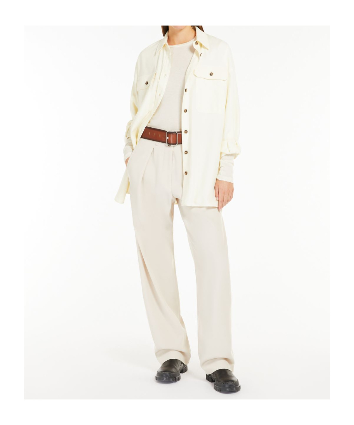 Weekend Max Mara Woman Shirt Ivory Size 10 Cotton In White