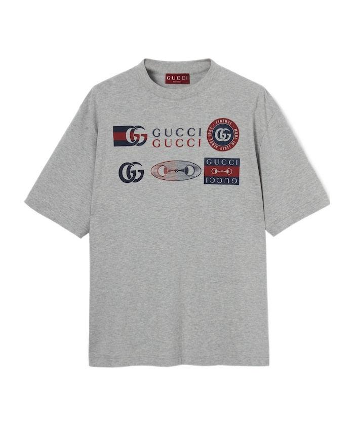 Gucci Printed Cotton Jersey T-shirt In Gray