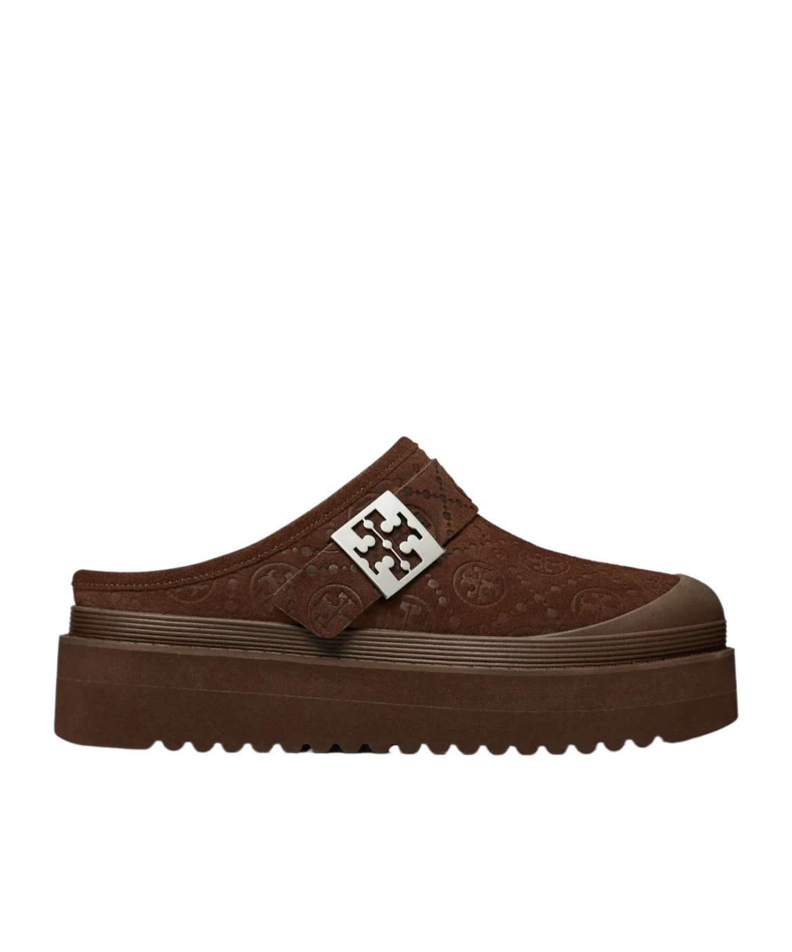 Tory Burch Mellow Shearling Platform Mules In Brown
