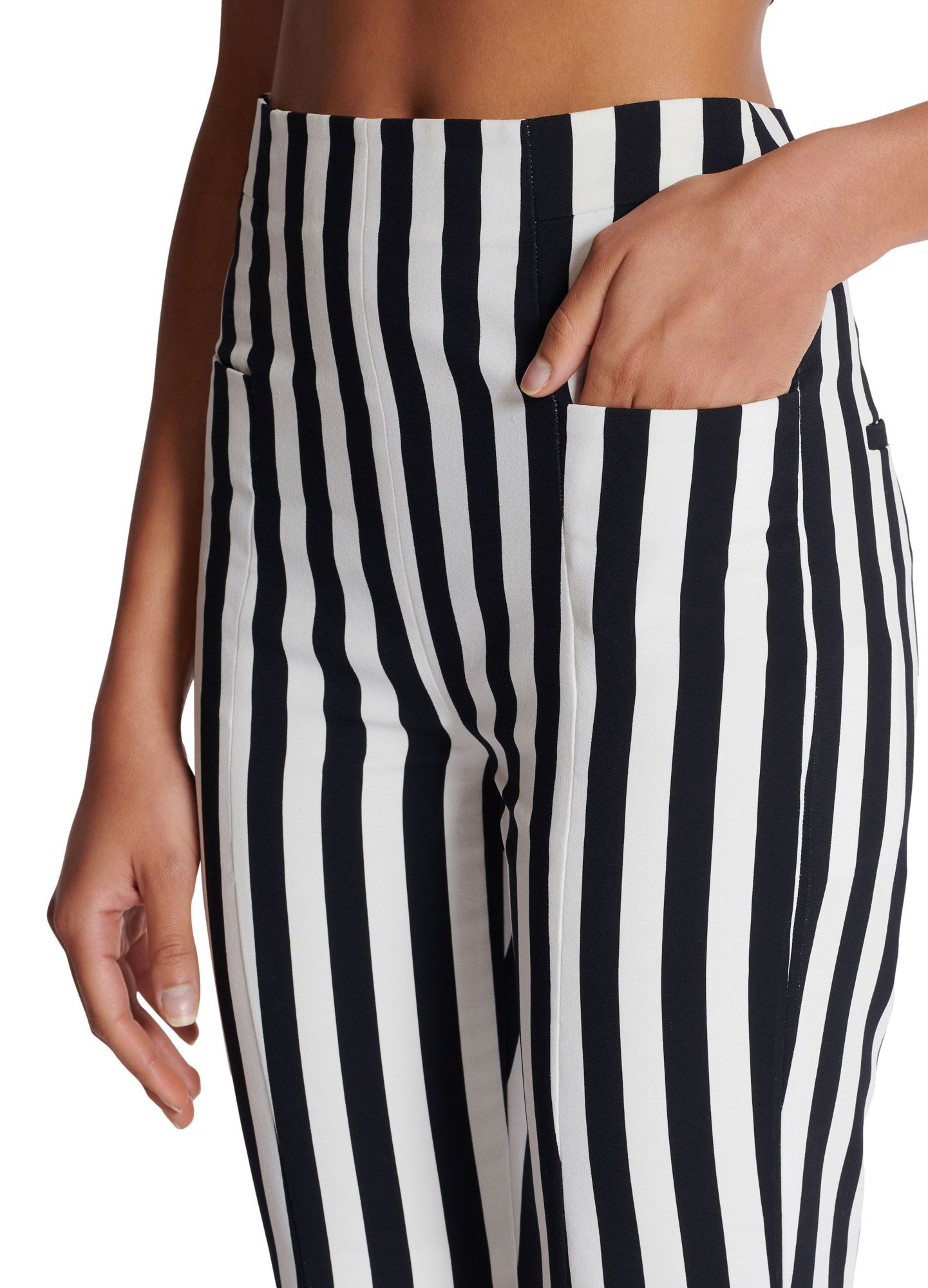Shop Balmain Striped Shorts In White
