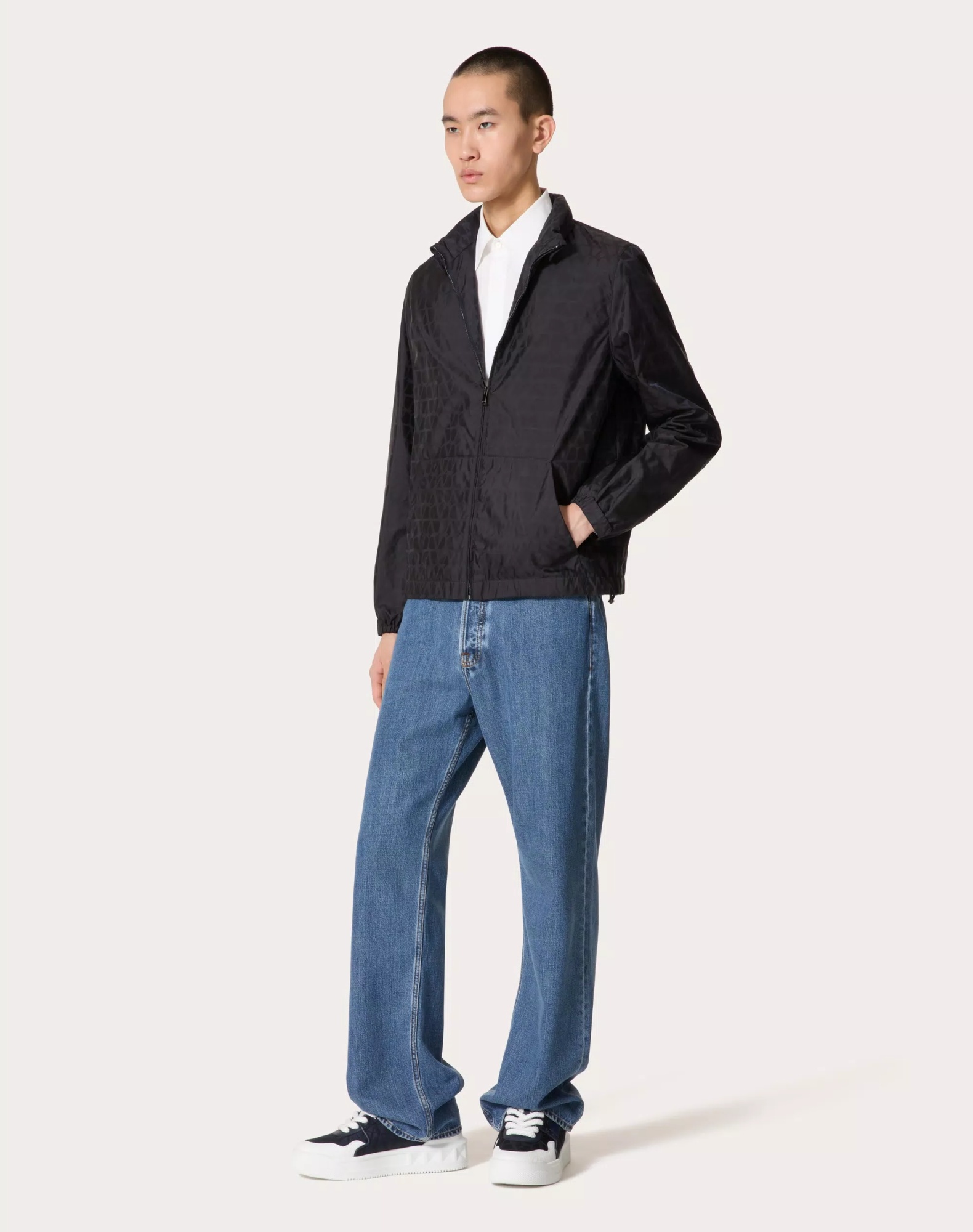 Valentino Iconography Nylon Jacket In Black