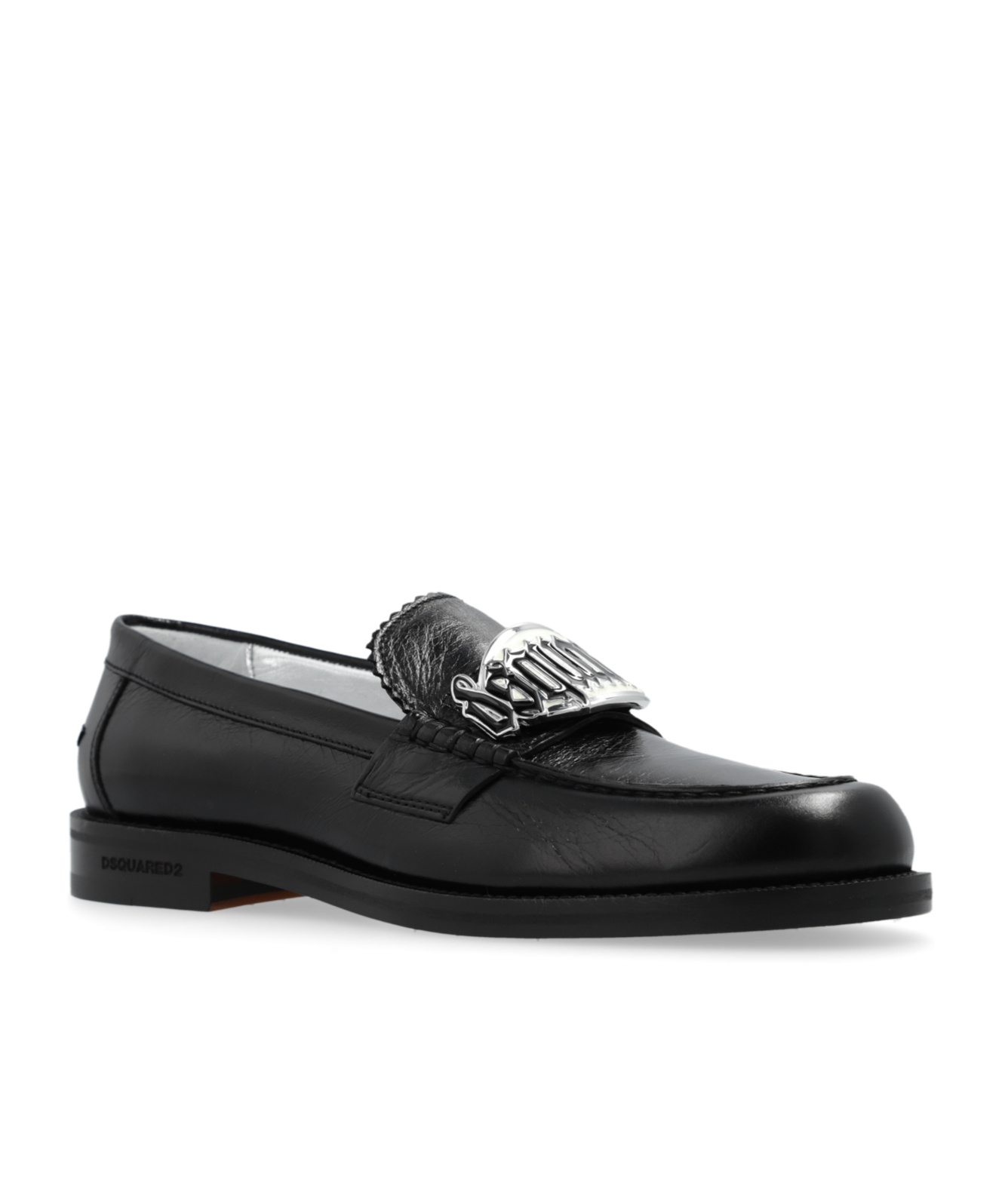 Dsquared2 Logo-plaque Leather Loafers In Black