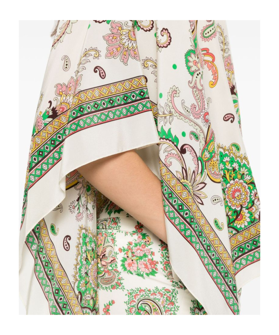Shop Etro Floral Paisley Silk Poncho In White