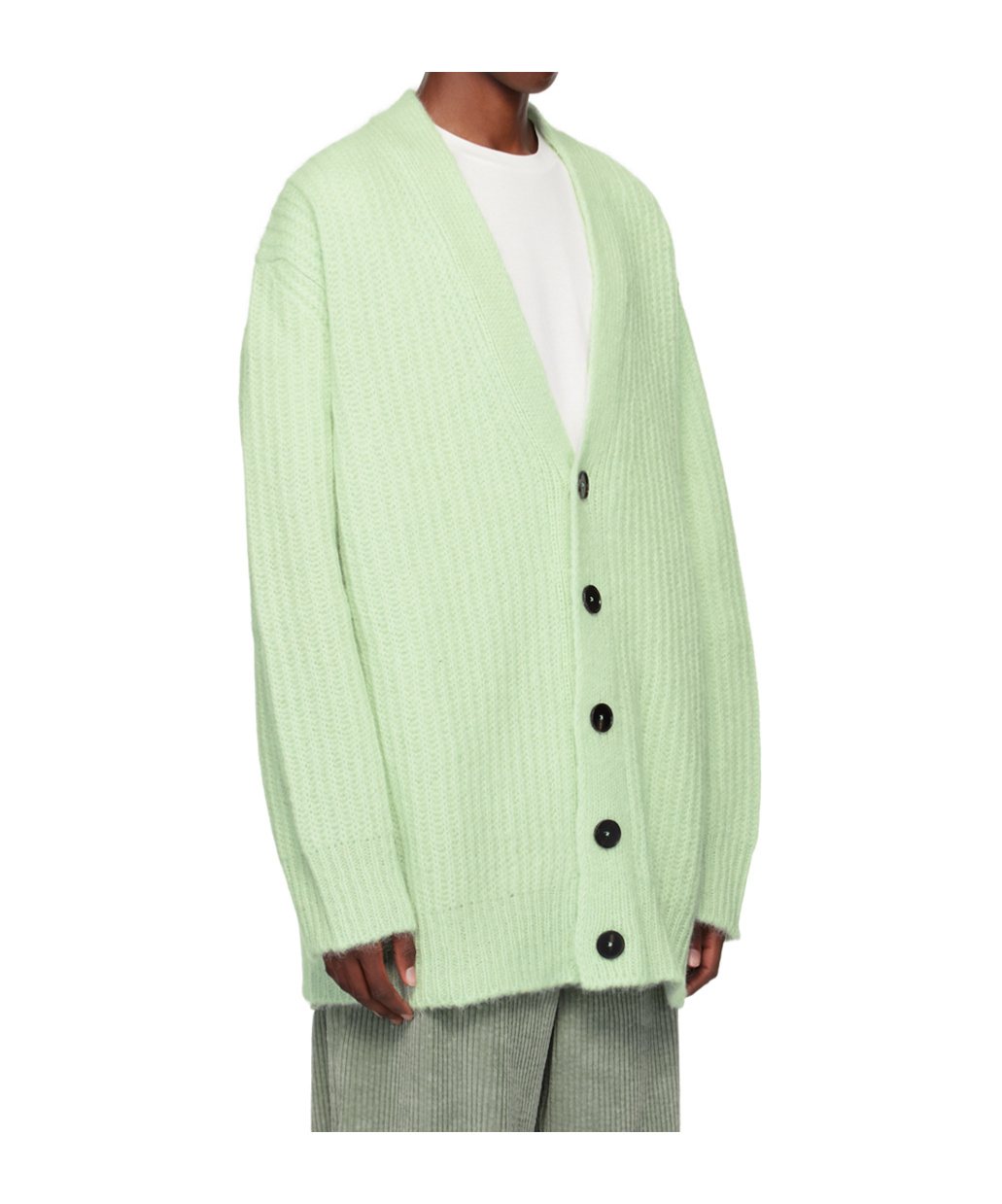 Jil Sander V-neck Long-sleeved Sweater In Green