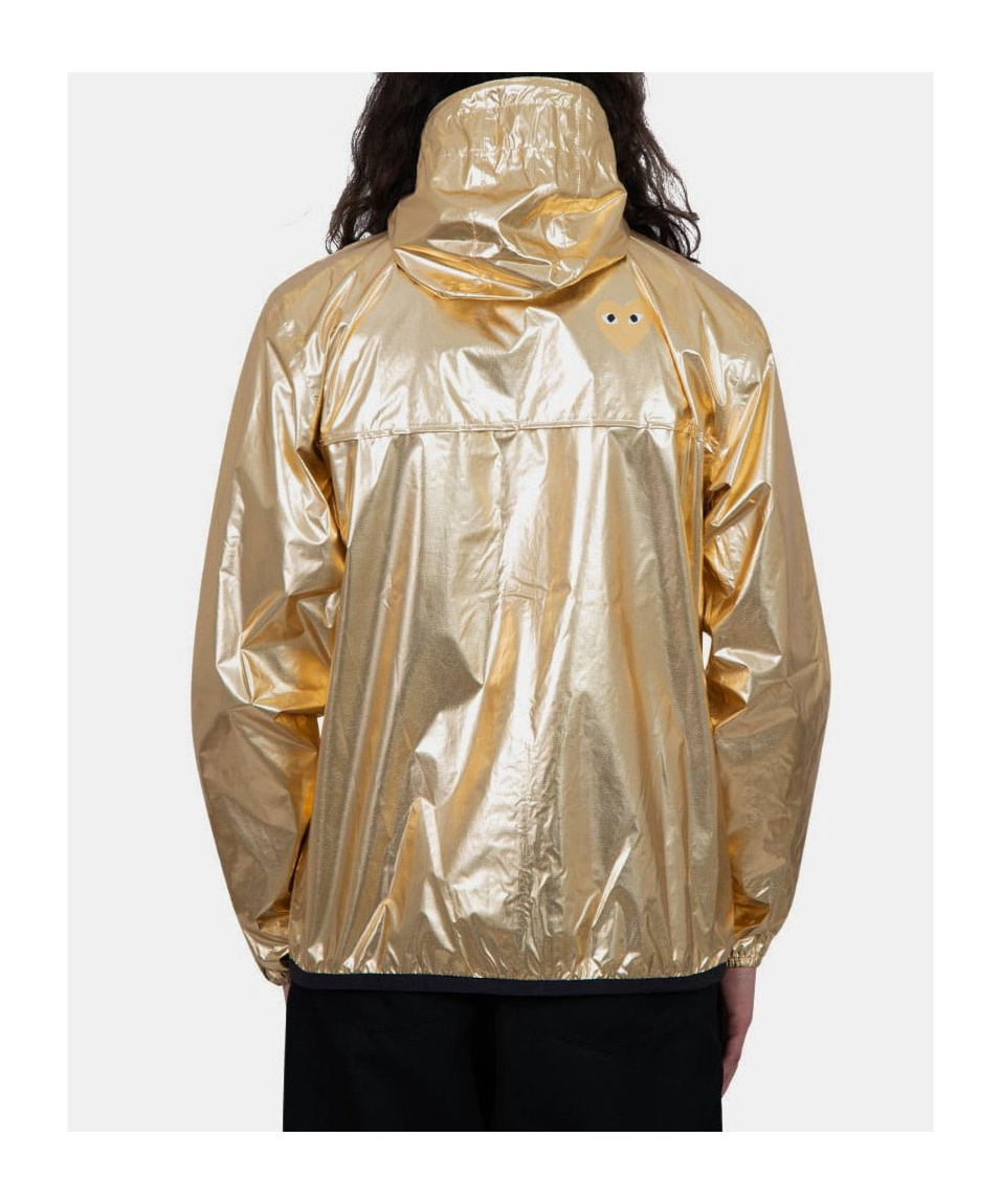 Comme Des Garçons Play K-way Gold Emblem Full Zip Jacket In Gold