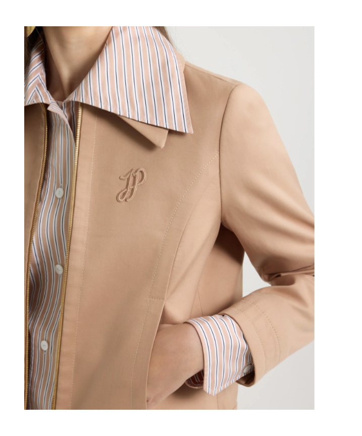 Patou Zip-up Cropped Twill Jacket In Neutral