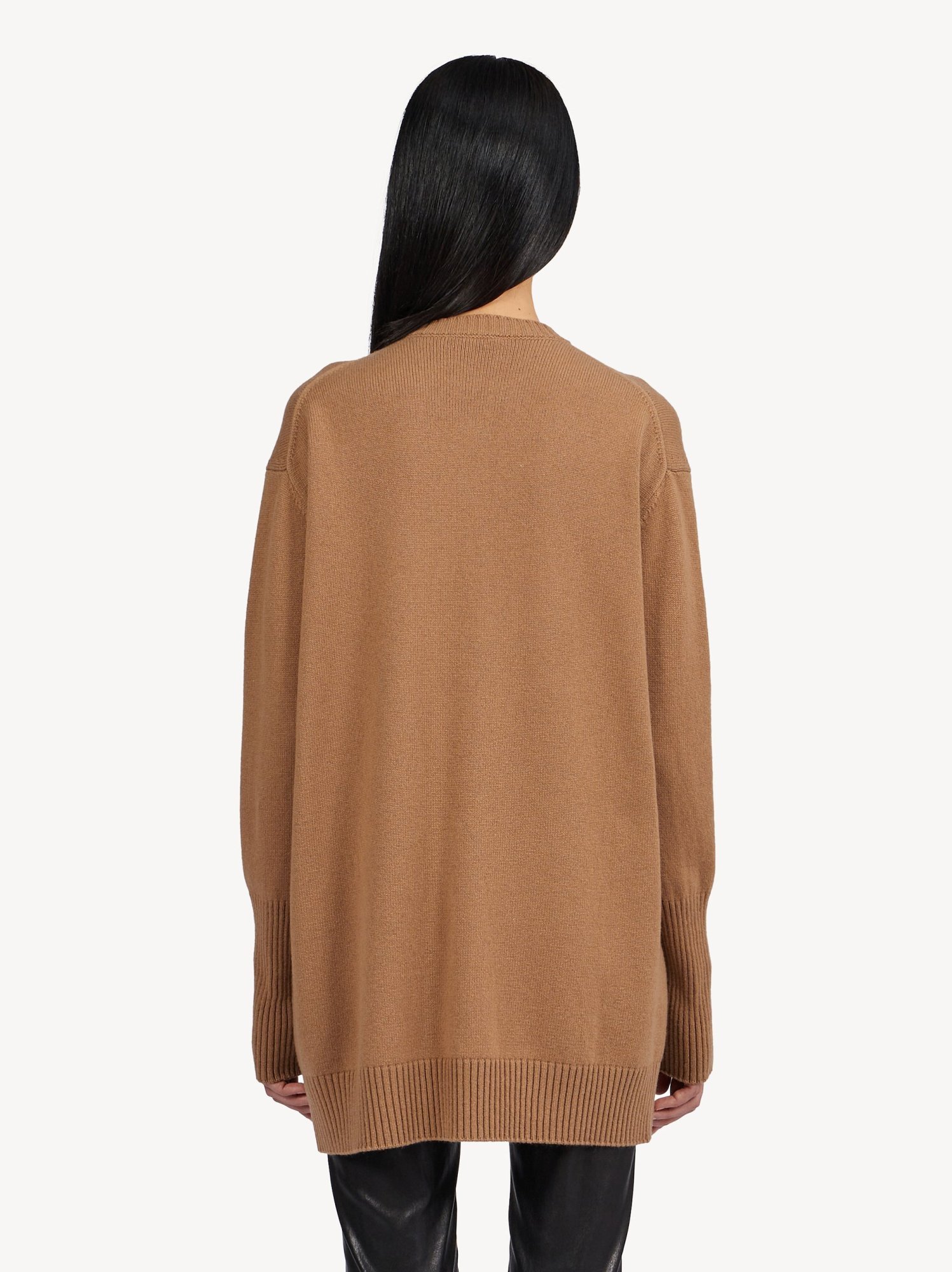 Shop Ferragamo Ribbed Knit Cardigan Dress In Brown