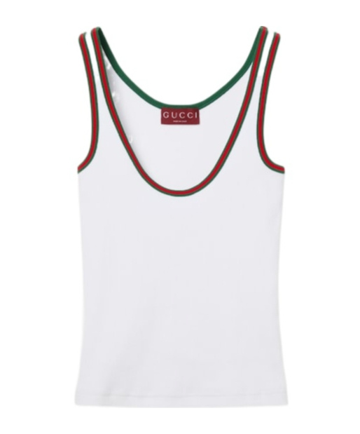 Gucci Classic Sleeveless Tank Top With Contrasting Trim In Red