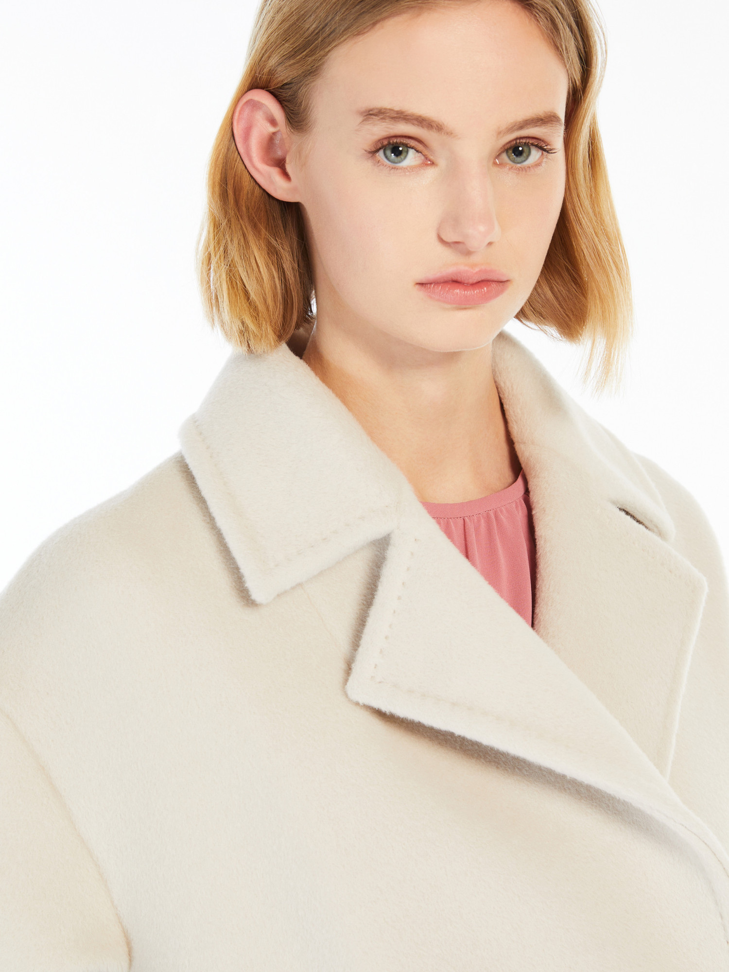 Max Mara Alpaca Wool And Wool Coats In White