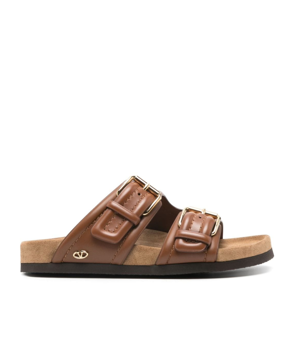 Valentino Garavani Sandali In Pelle Con Logo V Logo In Brown