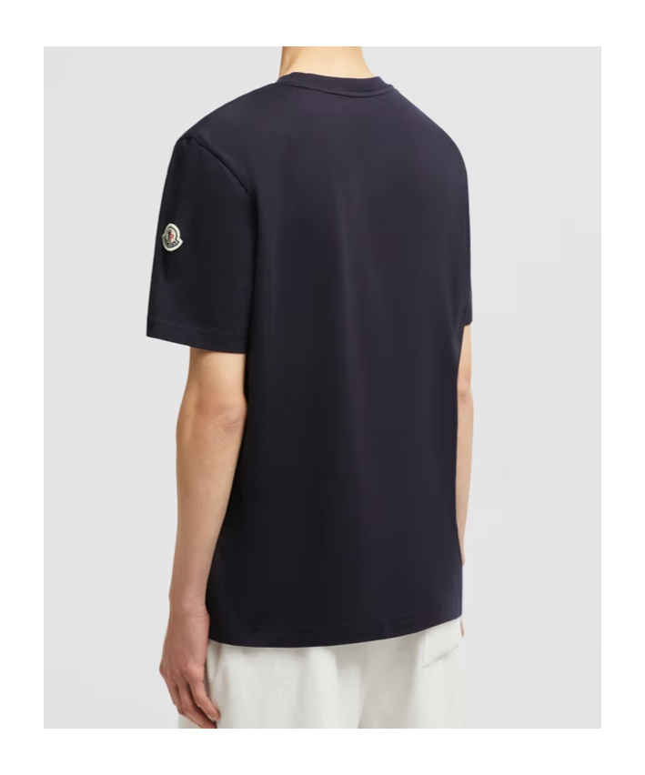 Moncler Crewneck Graphic Print Short Sleeves T-shirt In Blue