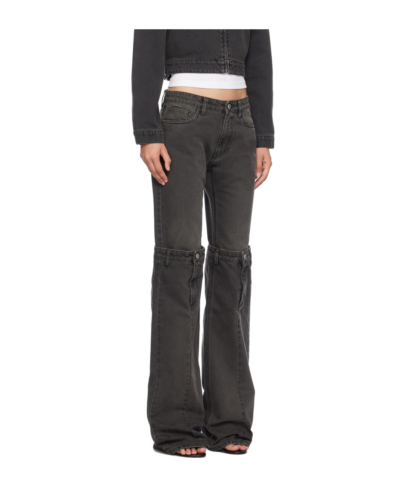Coperni Gray Open Knee Jeans In Black