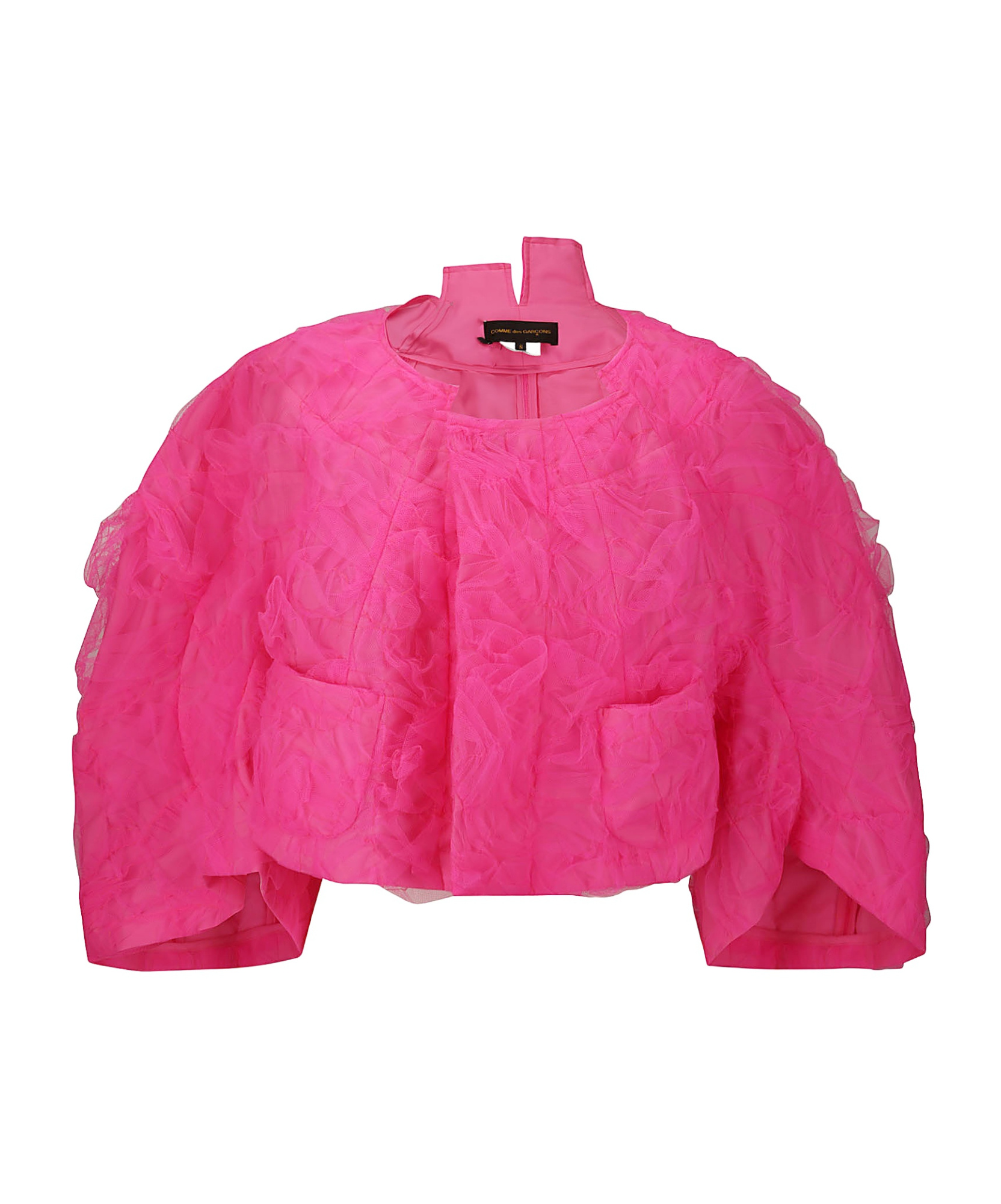 COMME DES GARÇONS TULLE-OVERLAY CROPPED JACKET 