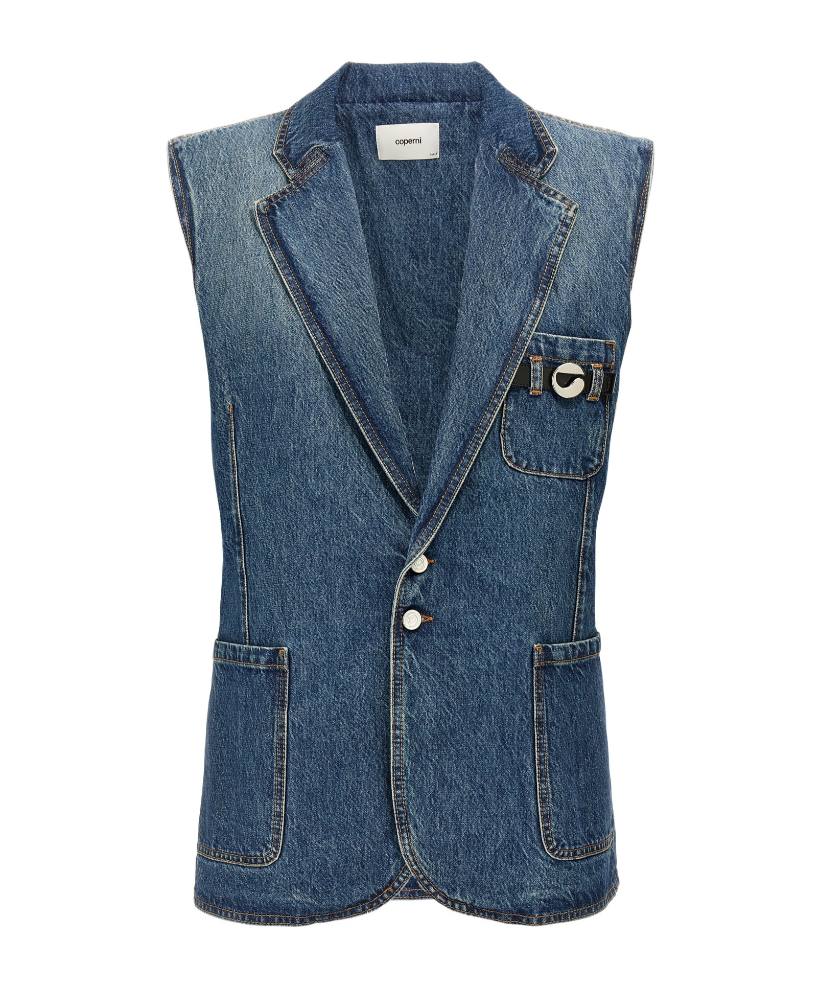 Coperni Sleeveless Denim Jacket In Blue