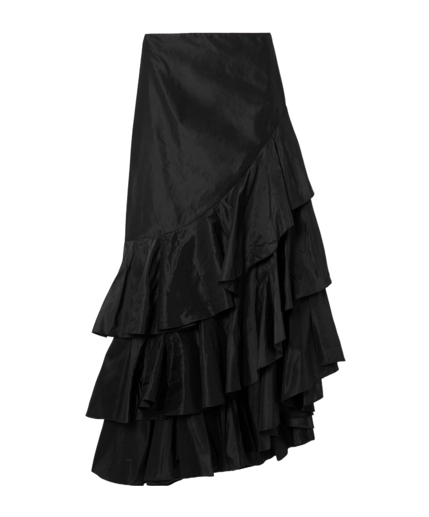 Johanna Ortiz Spirit Of Exploration Ruffled Silk Maxi Skirt In Black
