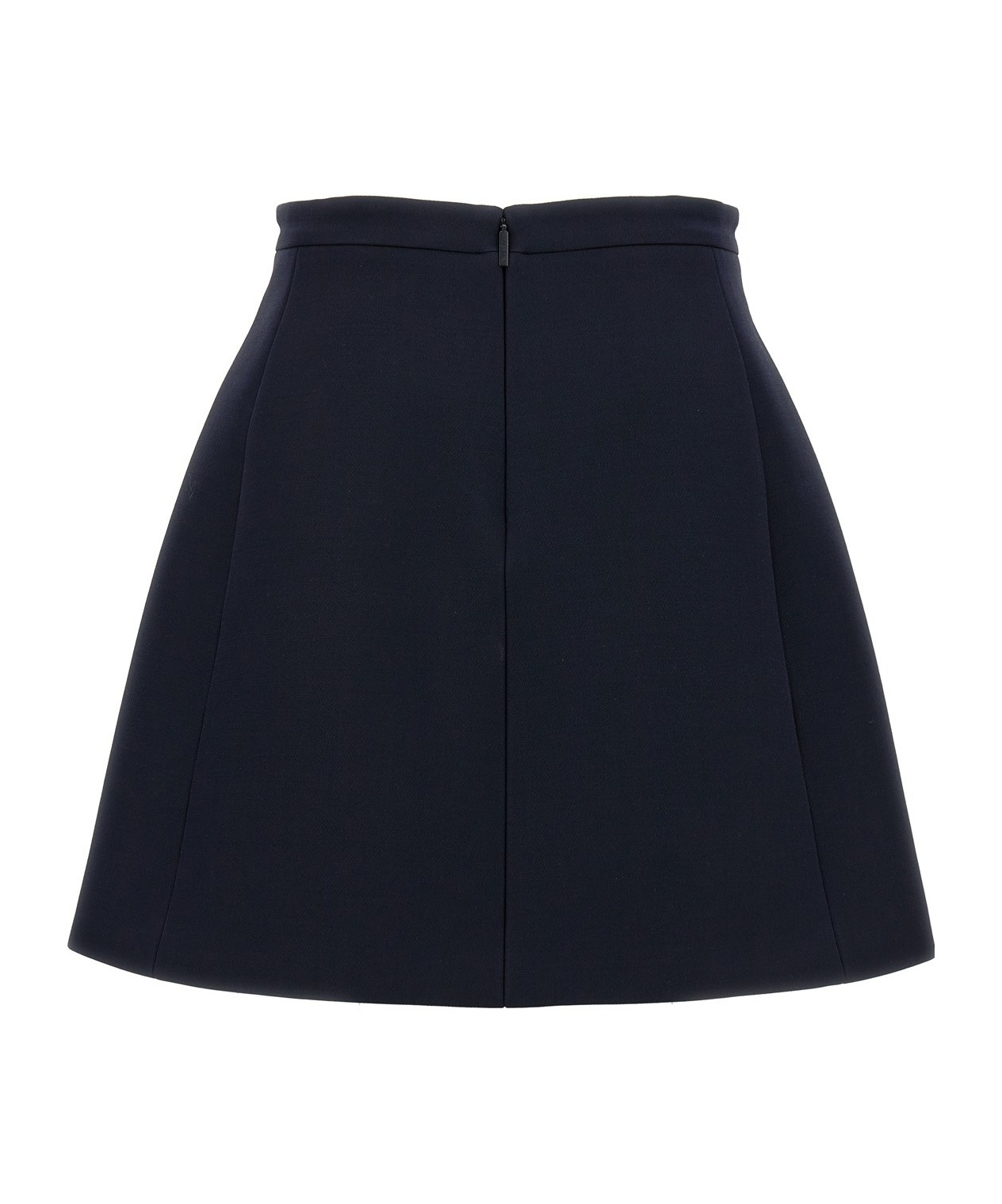 Valentino V Logo Belt Wool Mini Skirt In Black