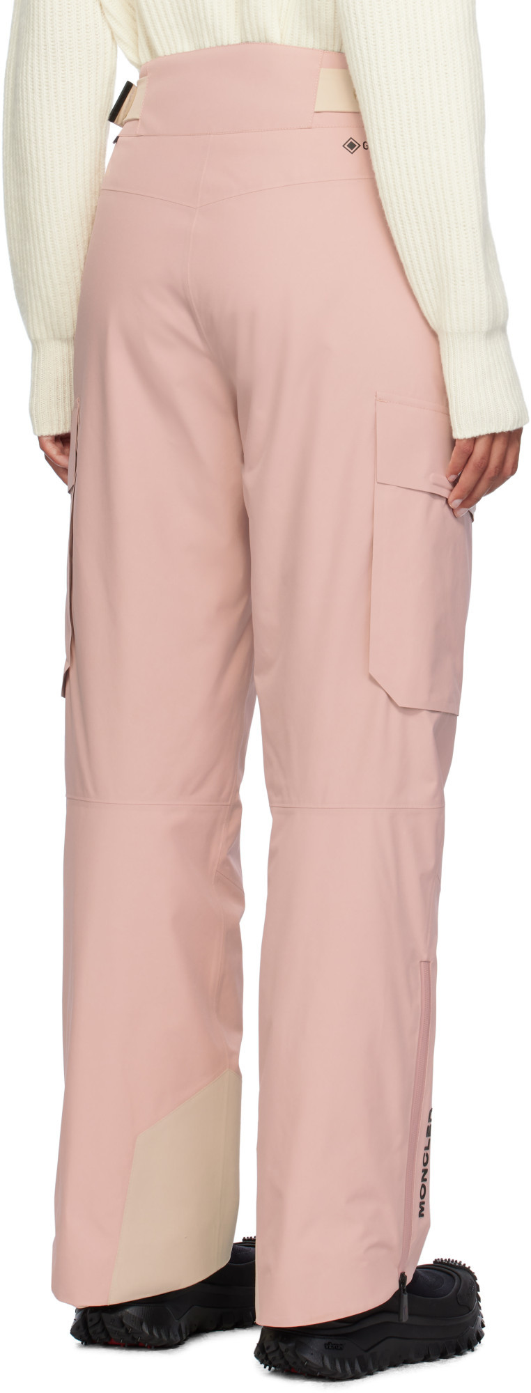 Moncler Belted Flared Ski Pants In Pink