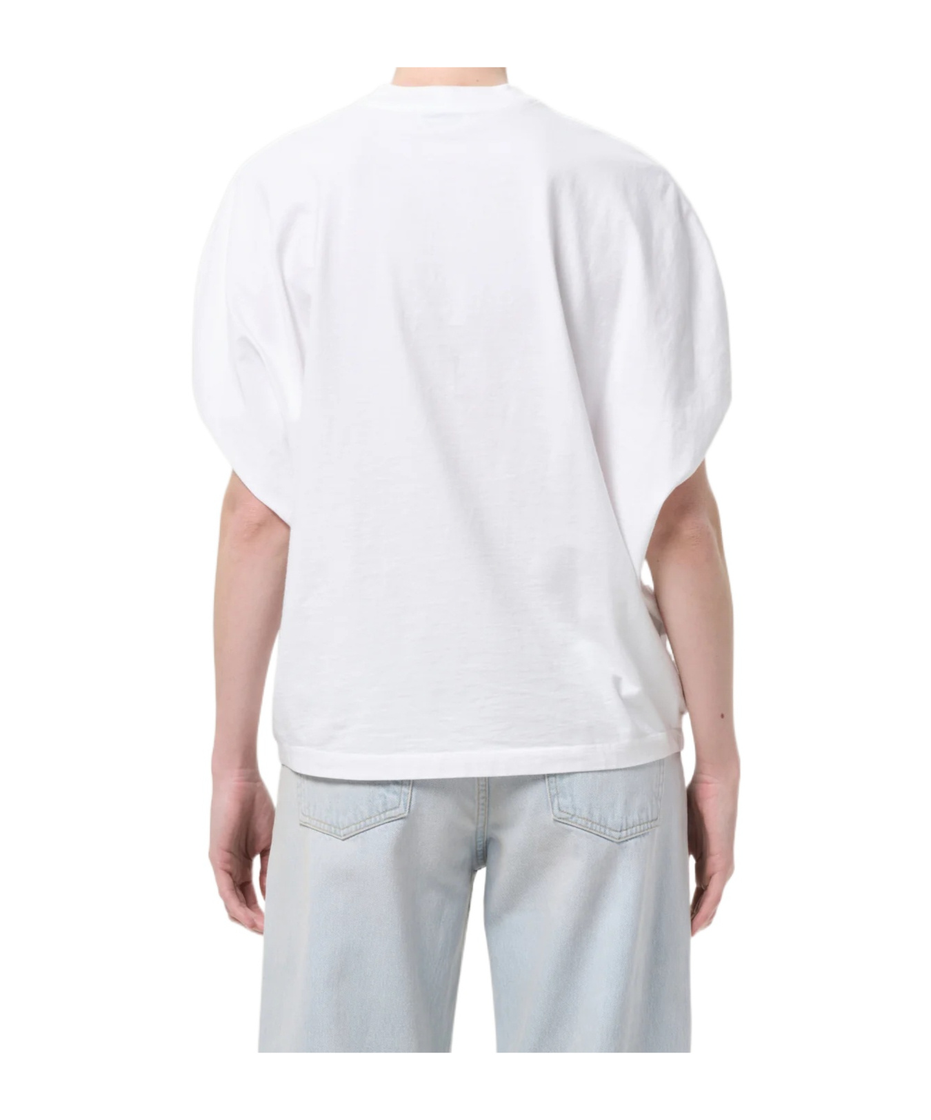 Agolde Souline Ruched Sleeve T-shirt In White