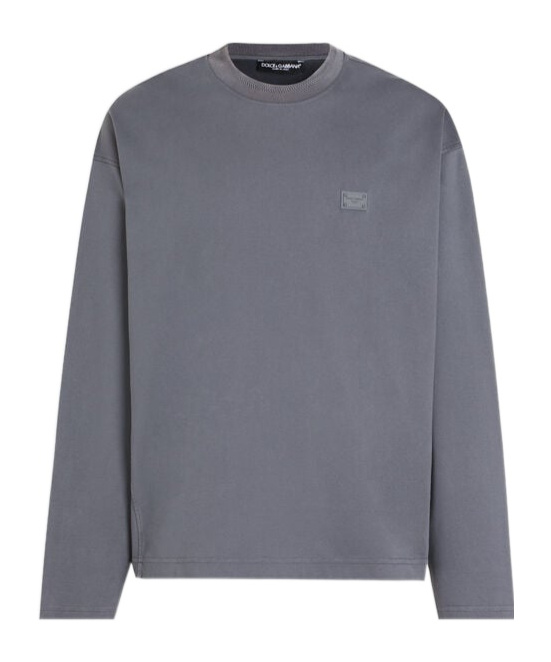 Dolce & Gabbana Cotton Sweatshirt With Logo In Gray