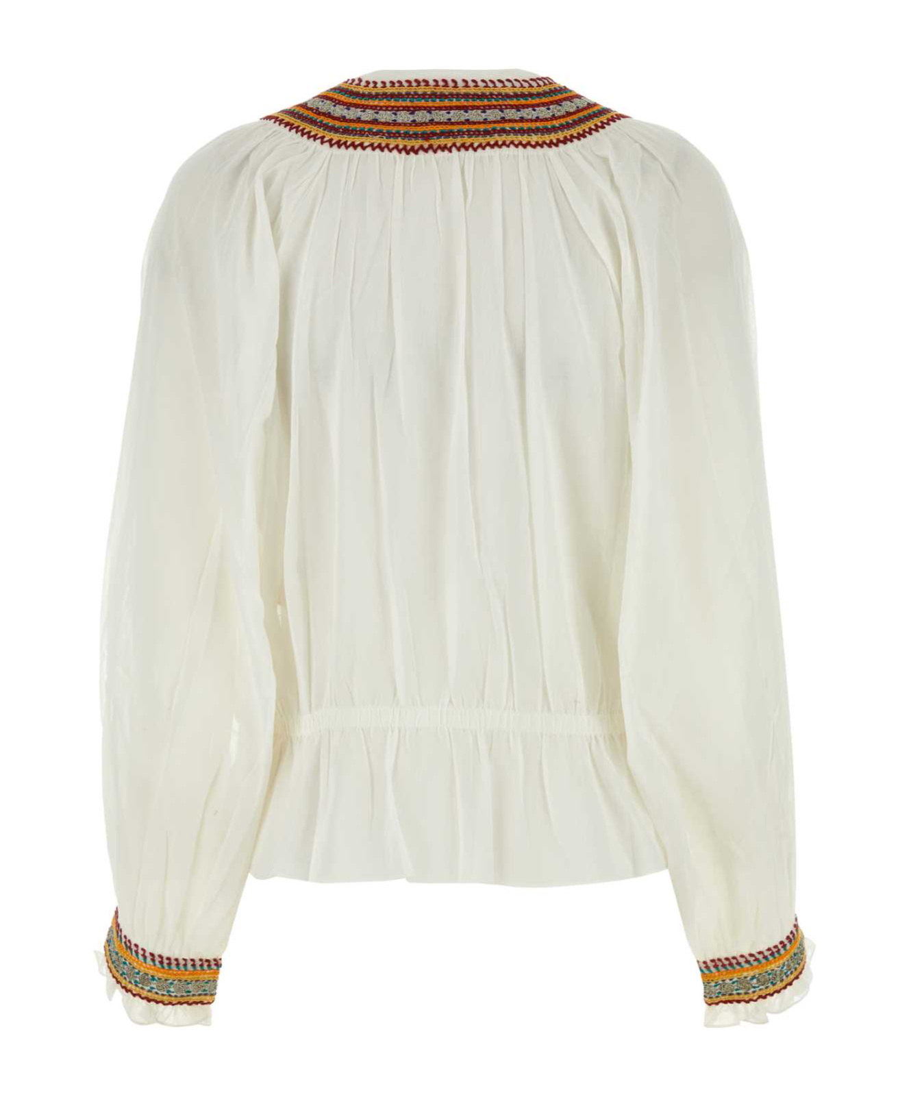Shop Bode Embroidered Georgette Top In White